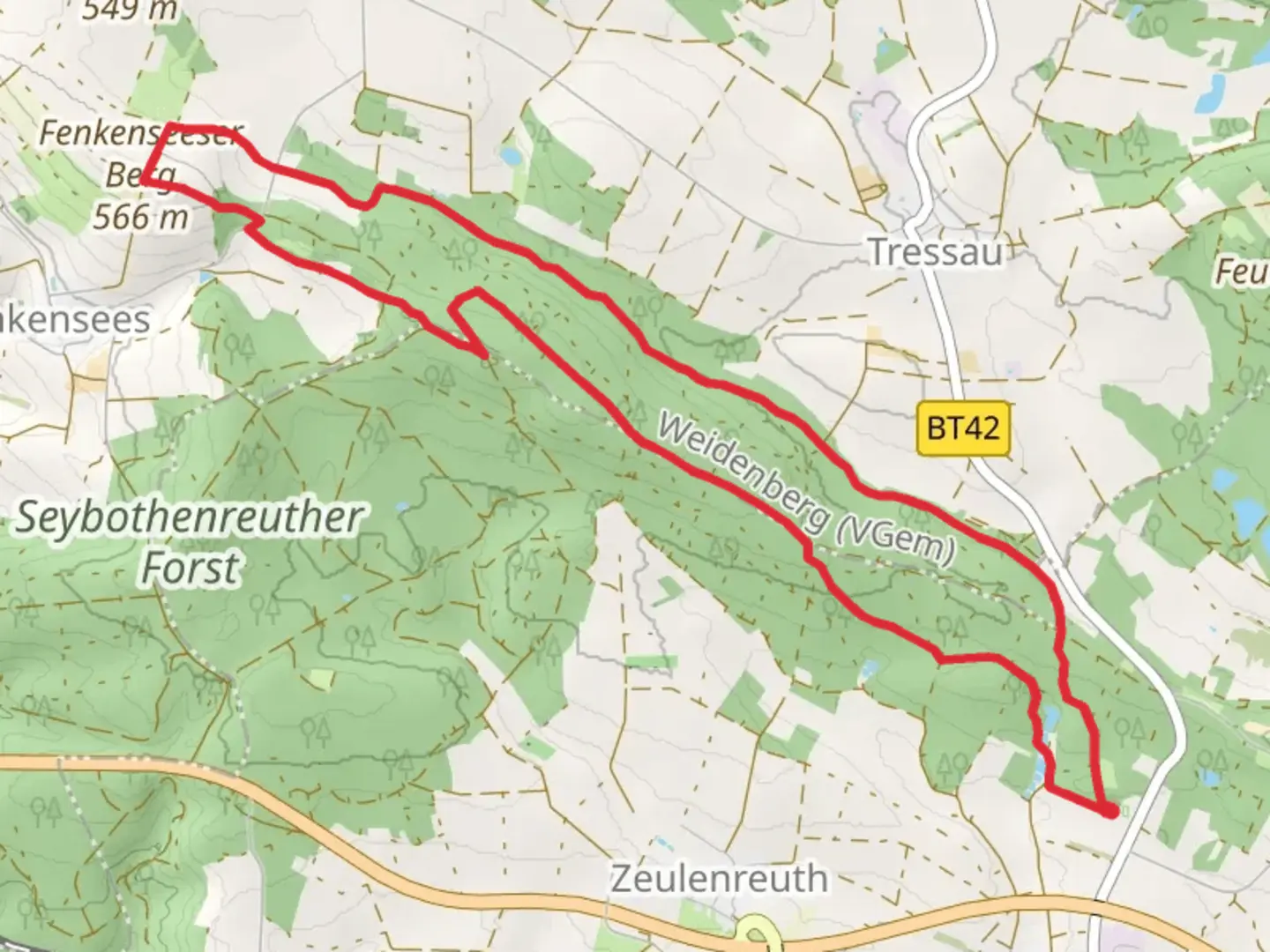 An image depicting the trail Speichersdorf Rundwanderweg Loop and its surrounding area.