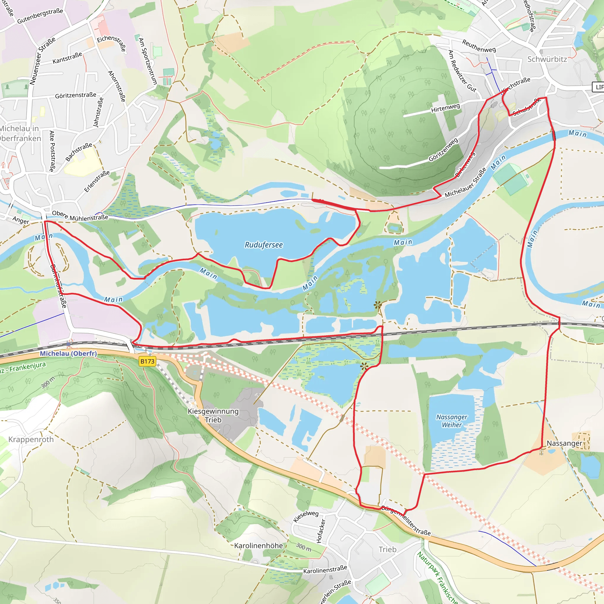 Rudufersee via Nassangerrundweg mobile static map