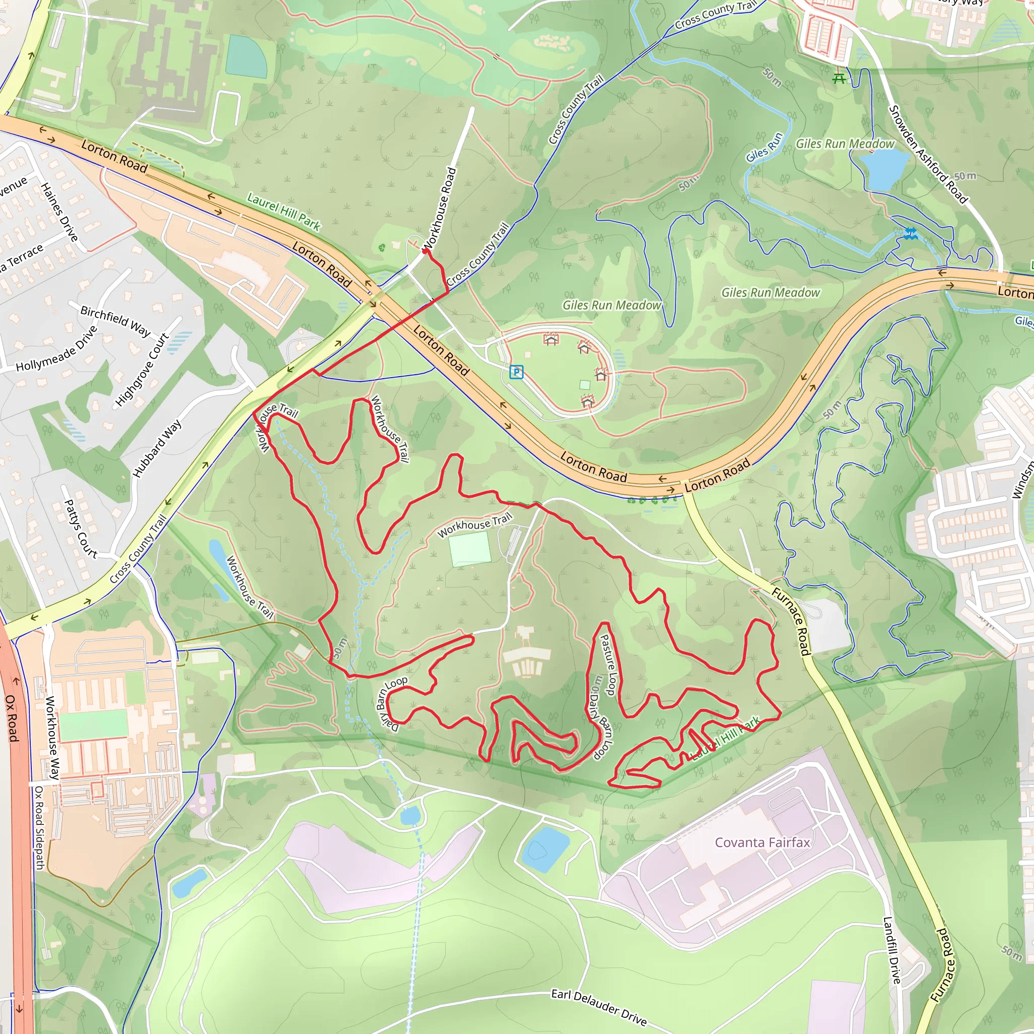 Pasture and Workhouse Loop Trail mobile static map