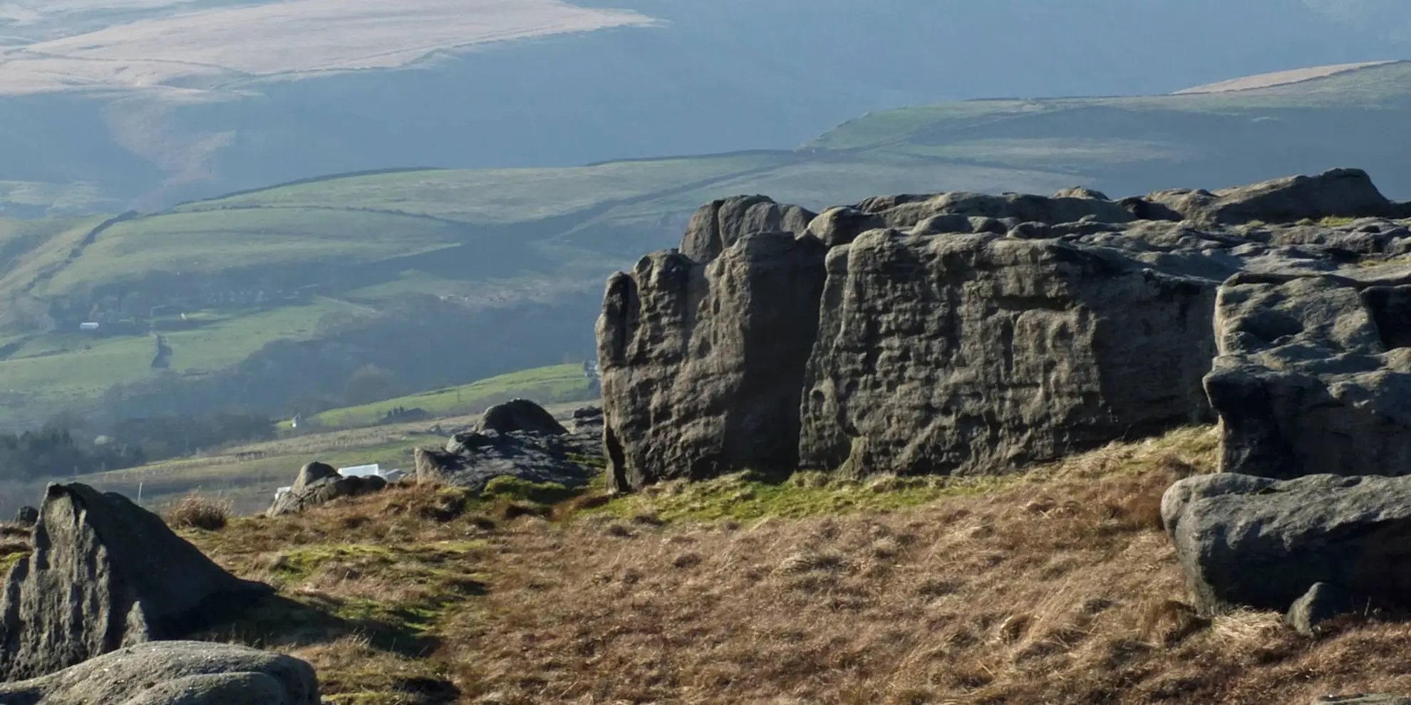 An image depicting the trail Harley Wood - Hawk Stones and Great Bride Stones and its surrounding area.