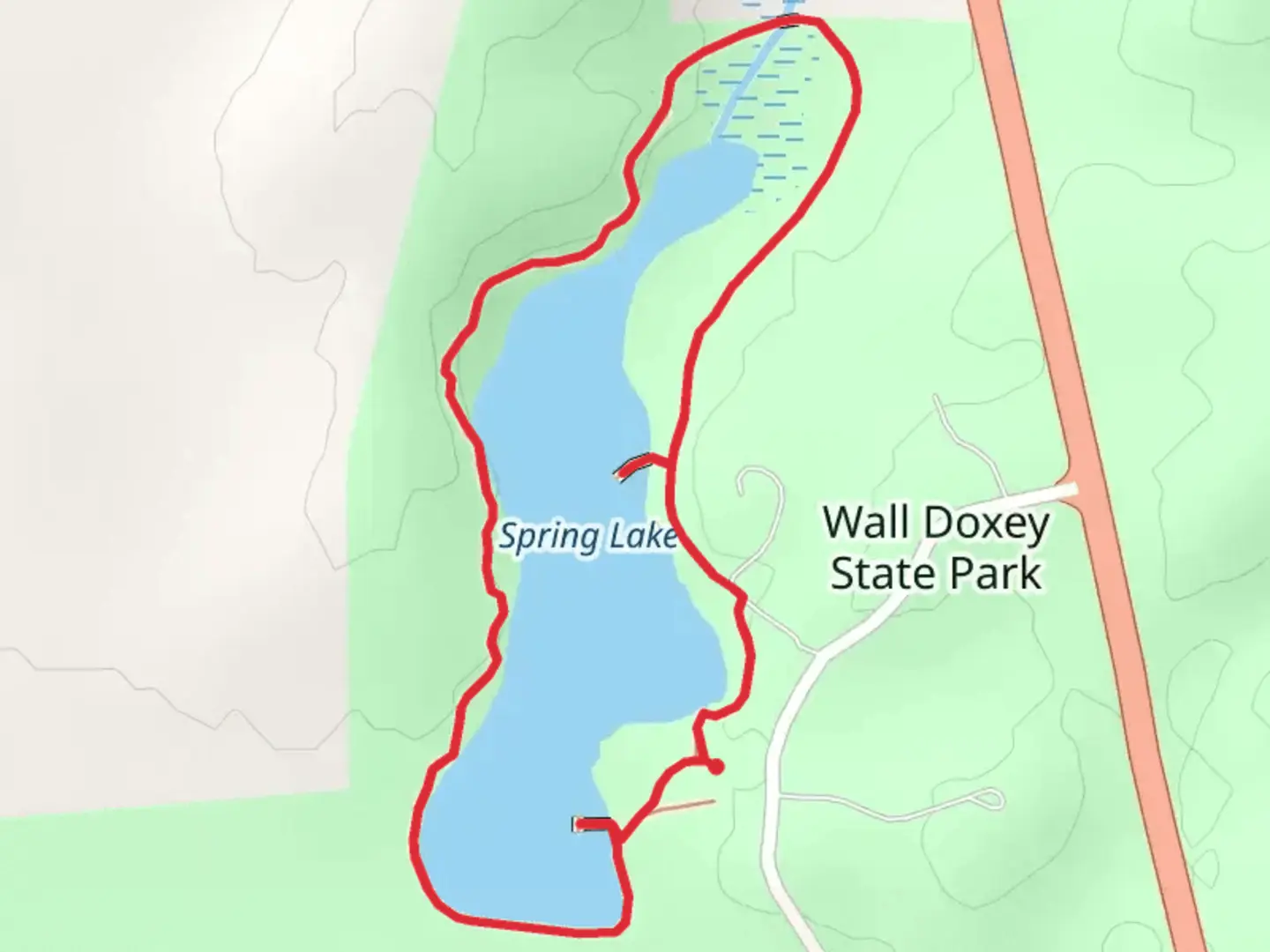 An image depicting the trail Spring Lake Loop and its surrounding area.