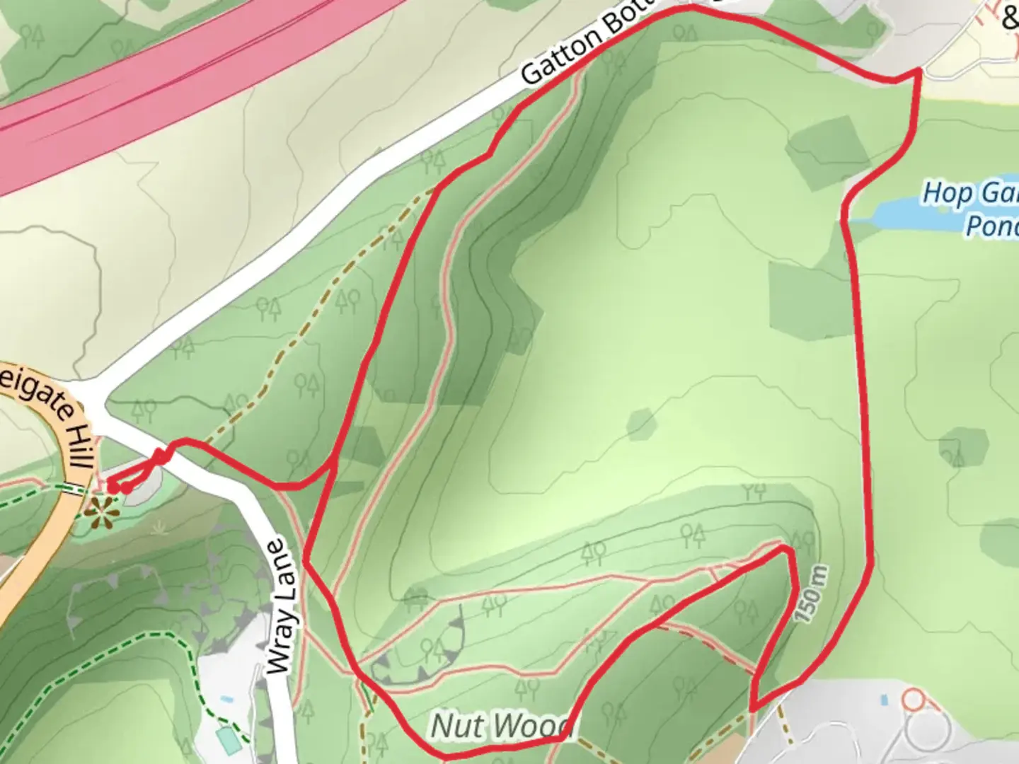An image depicting the trail Gatton Park and Nut Wood Loop and its surrounding area.
