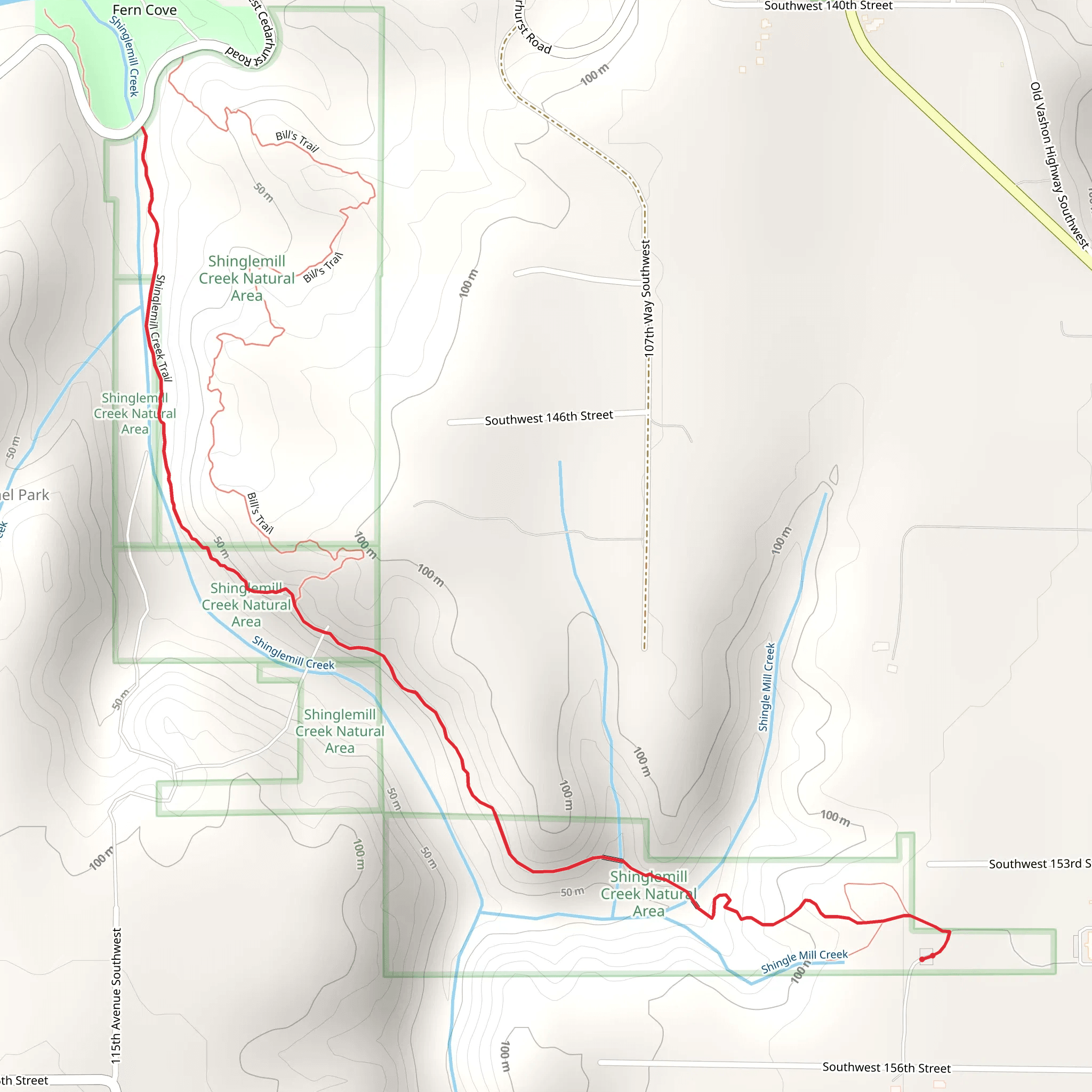 Shingle Mill Creek Trail mobile static map