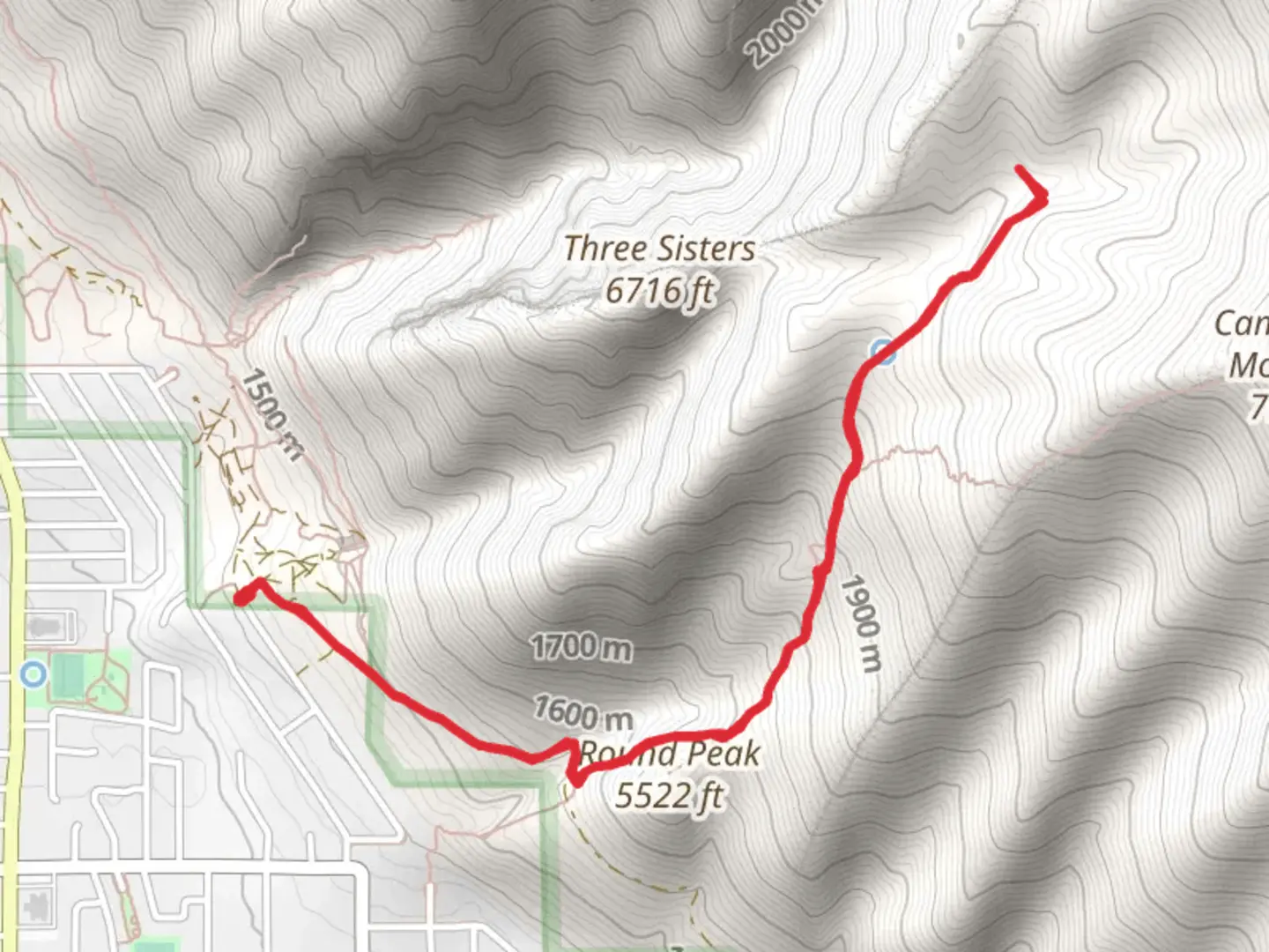 An image depicting the trail BST and Camel Ridge and its surrounding area.