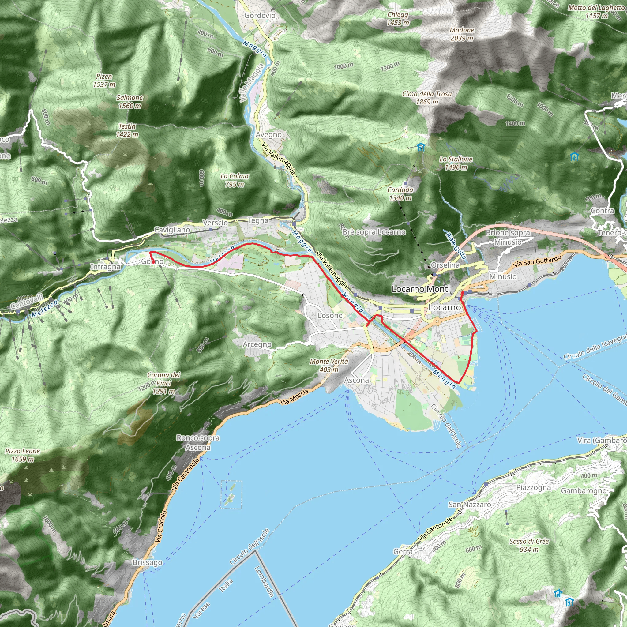 Ascona’s Maggia Delta to Golino mobile static map