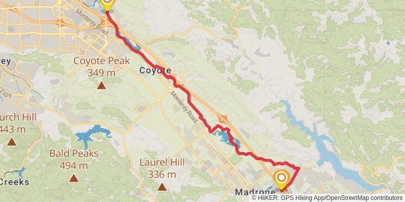 Bay Area Ridge Trail stage 38 Map