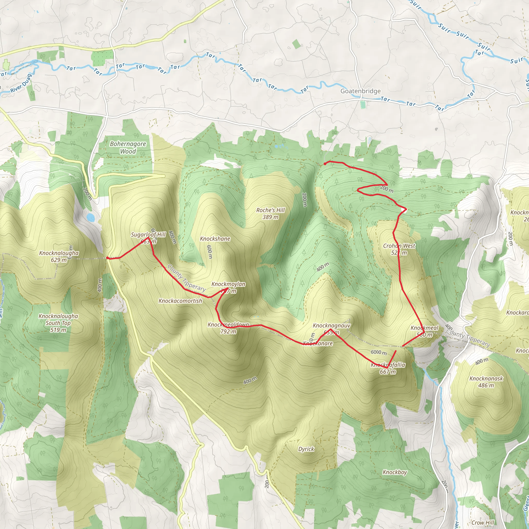 Knockmealdown and Knockmeal Walk from Balliniry mobile static map