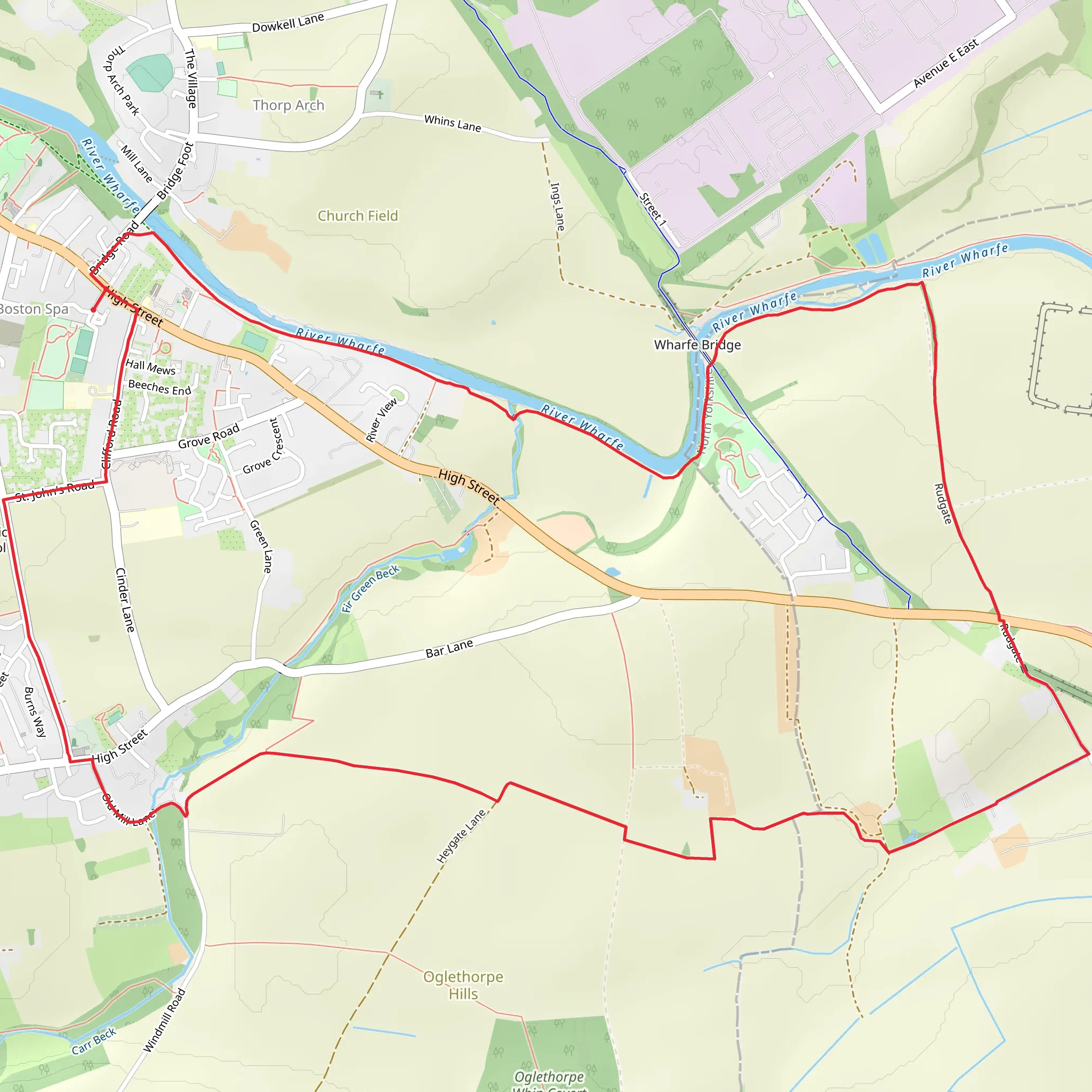 Boston Spa Circular Walk mobile static map