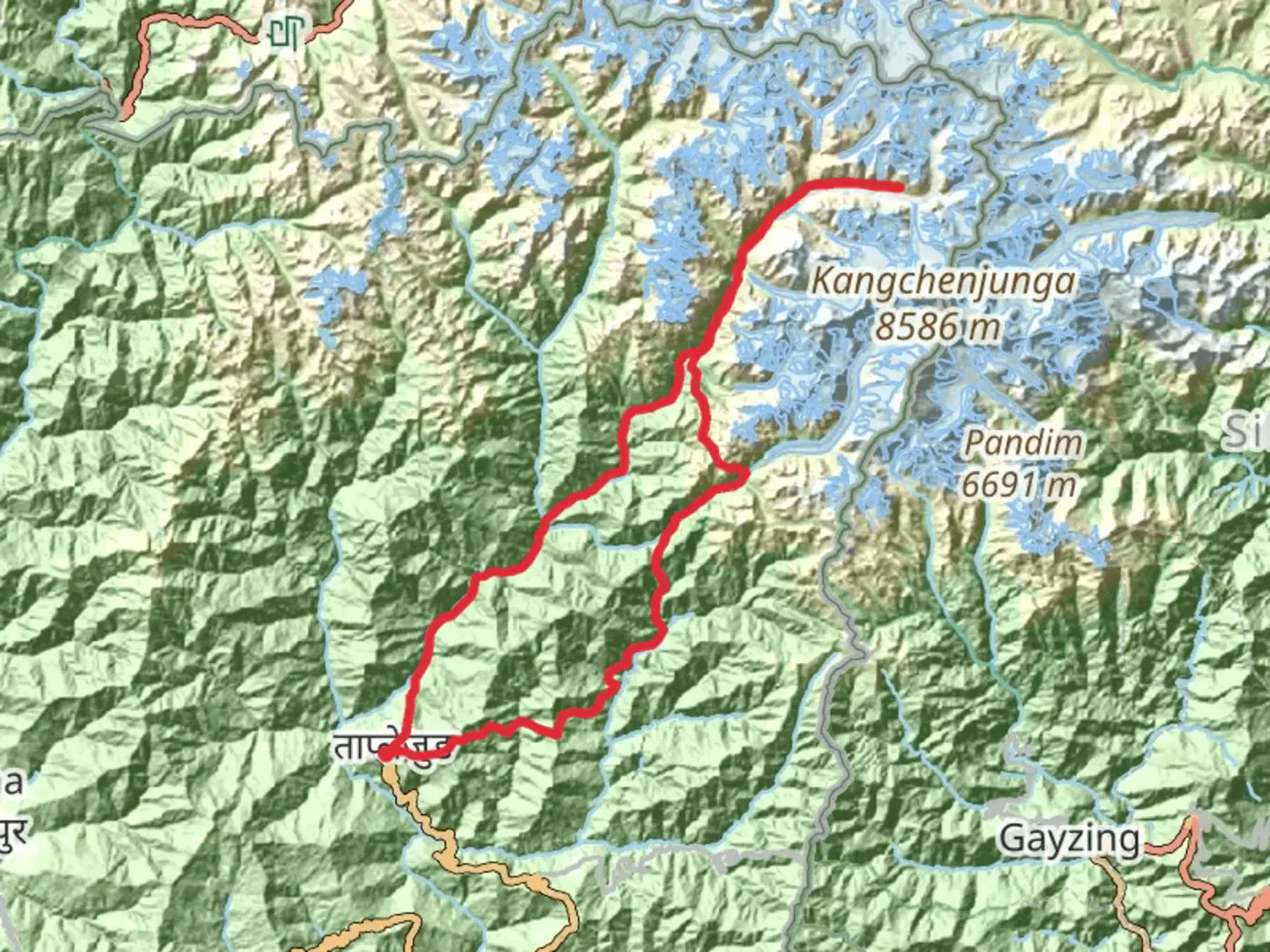 An image depicting the trail Kanchenjunga Base Camp Trek and its surrounding area.