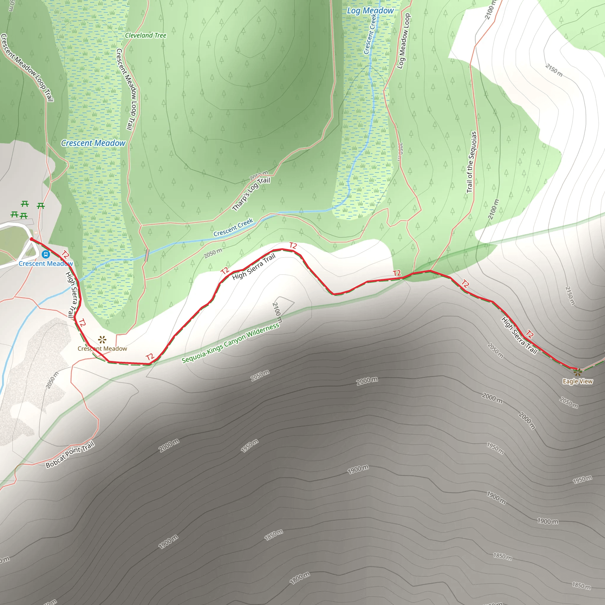 High Sierra Trail Out and Back mobile static map