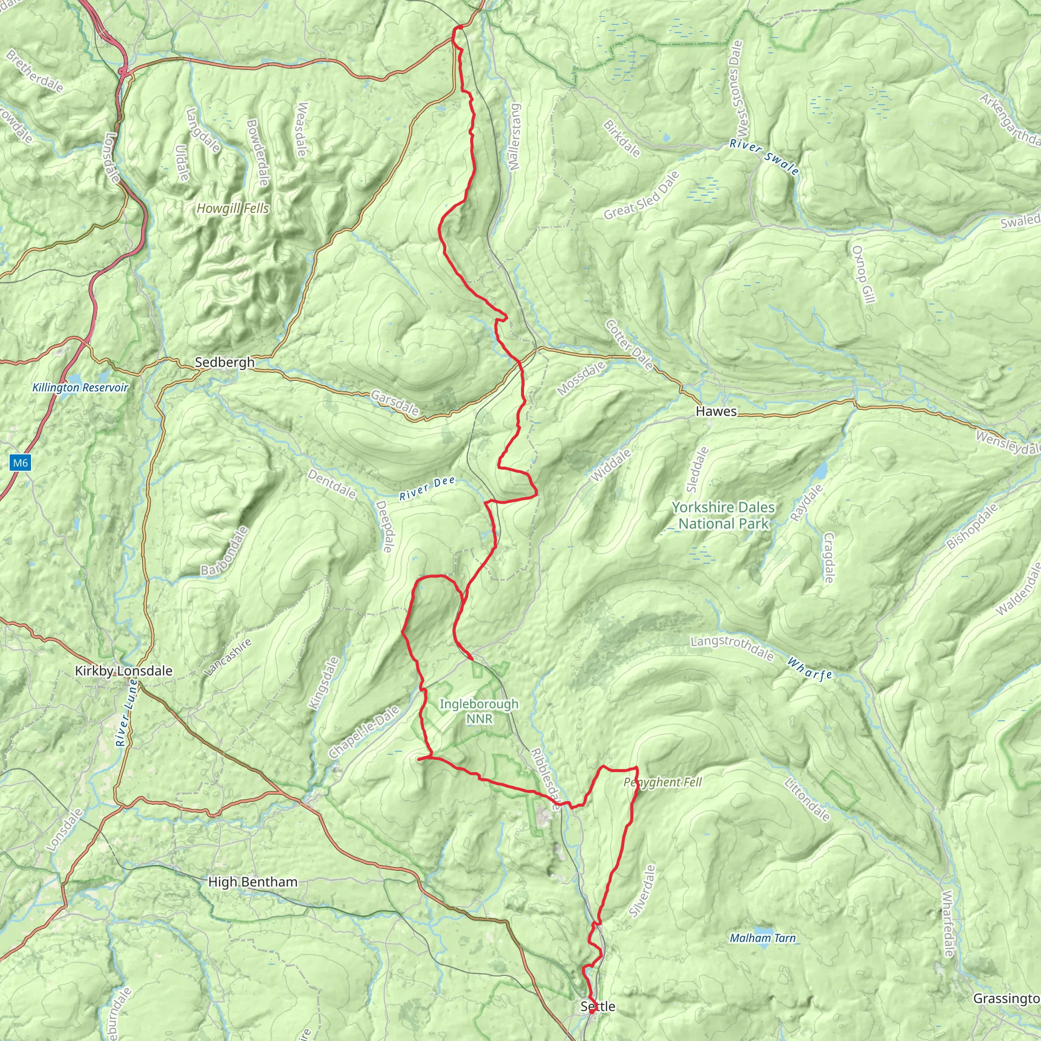 Peaks Walk from Settle to Kirkby Stephen mobile static map