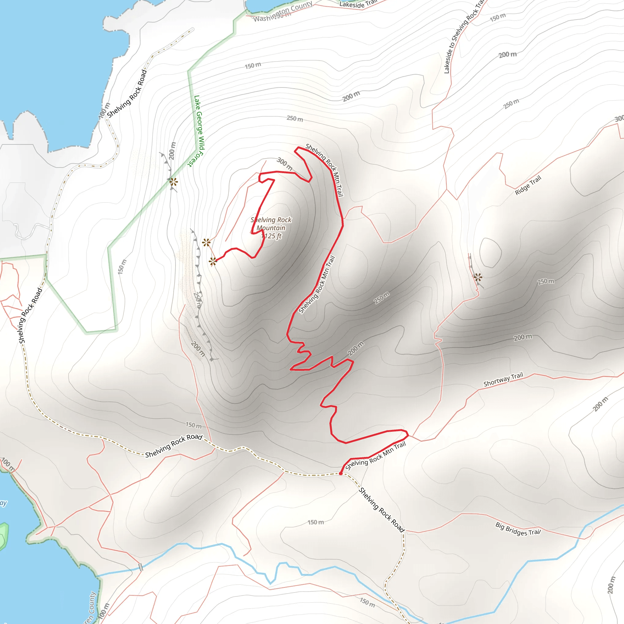 Shelving Rock Mountain Trail via Shelving Rock Road mobile static map