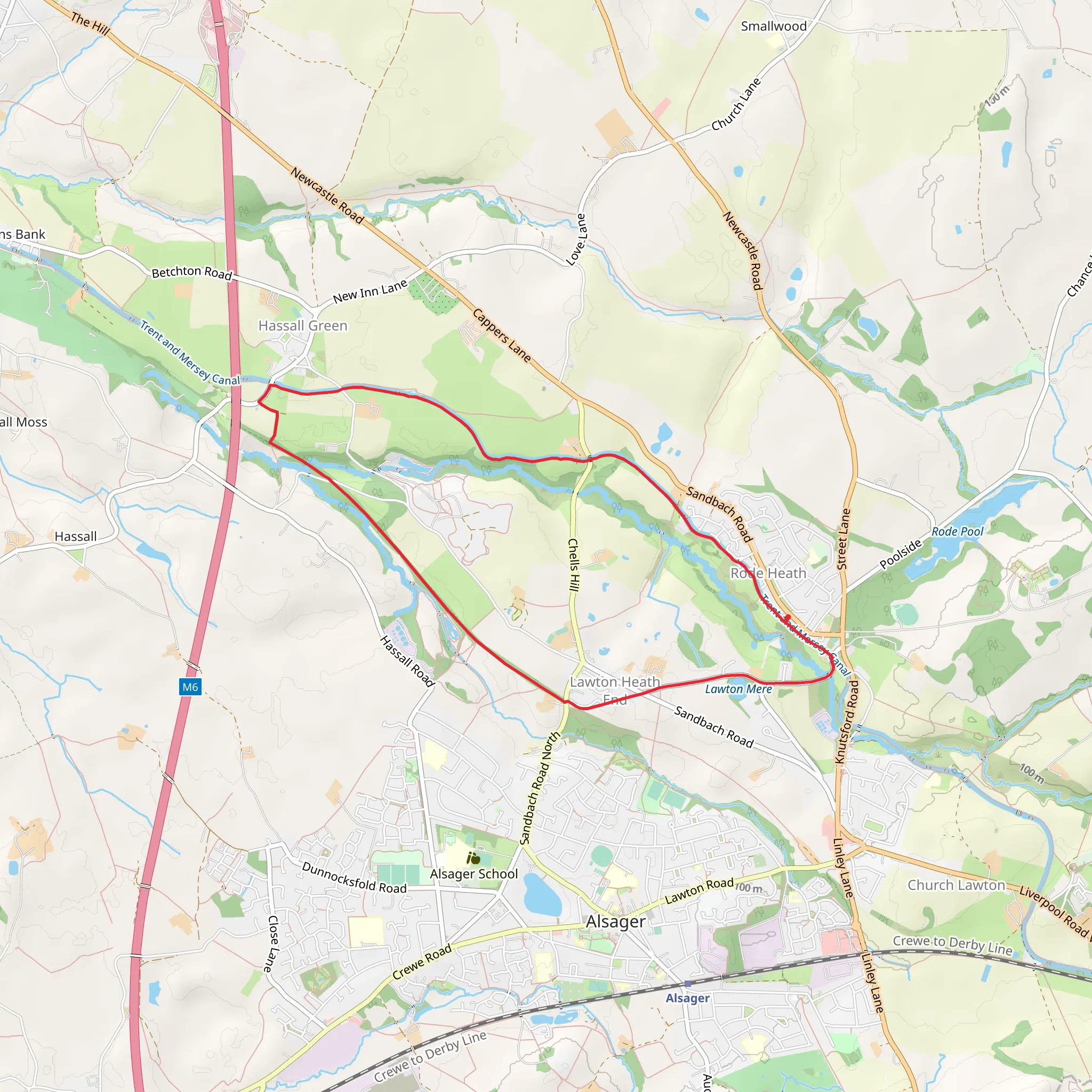 South Cheshire Way and South Cheshire Market Towns Trail mobile static map