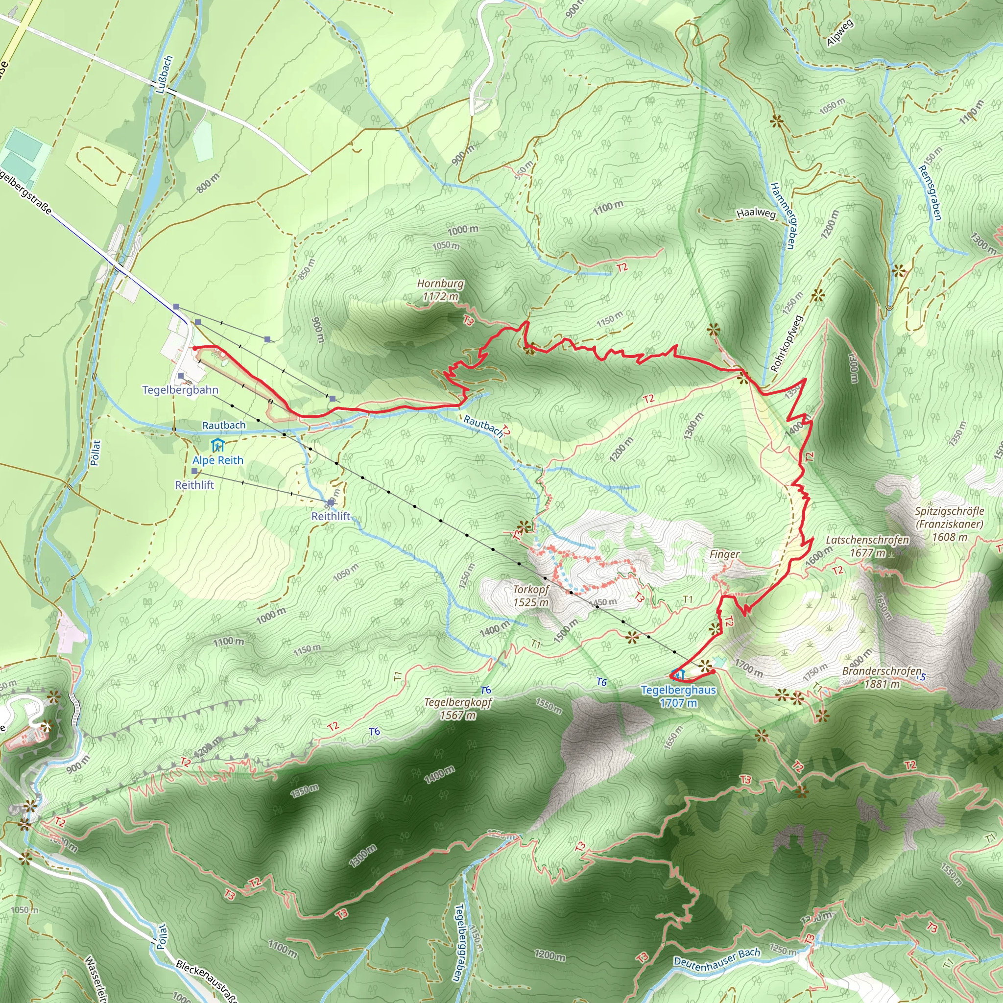 Tegelbergbahn Bergstation and Schutzengelweg Walk mobile static map