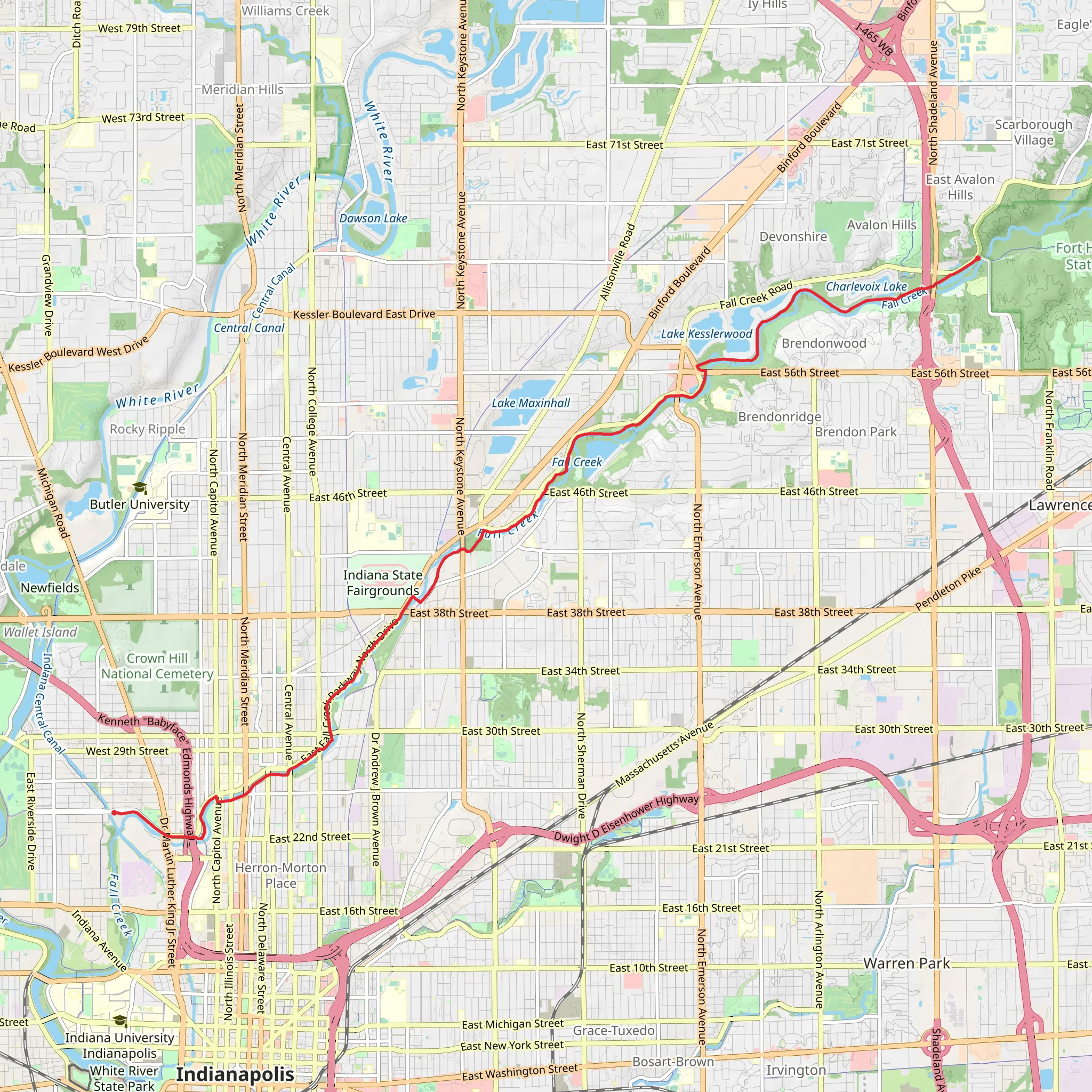 Fall Creek Parkway Trail mobile static map