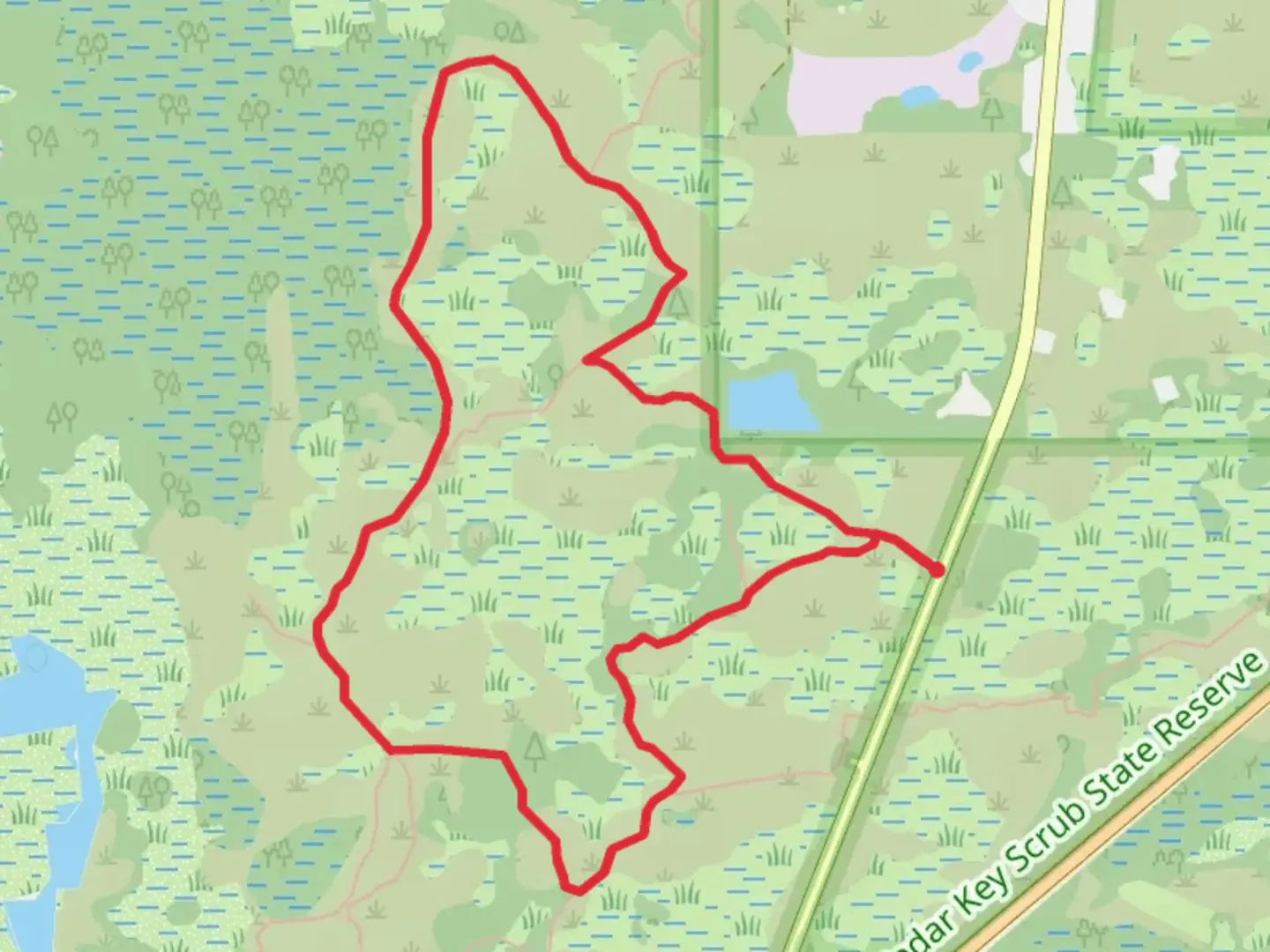 An image depicting the trail White Loop and its surrounding area.