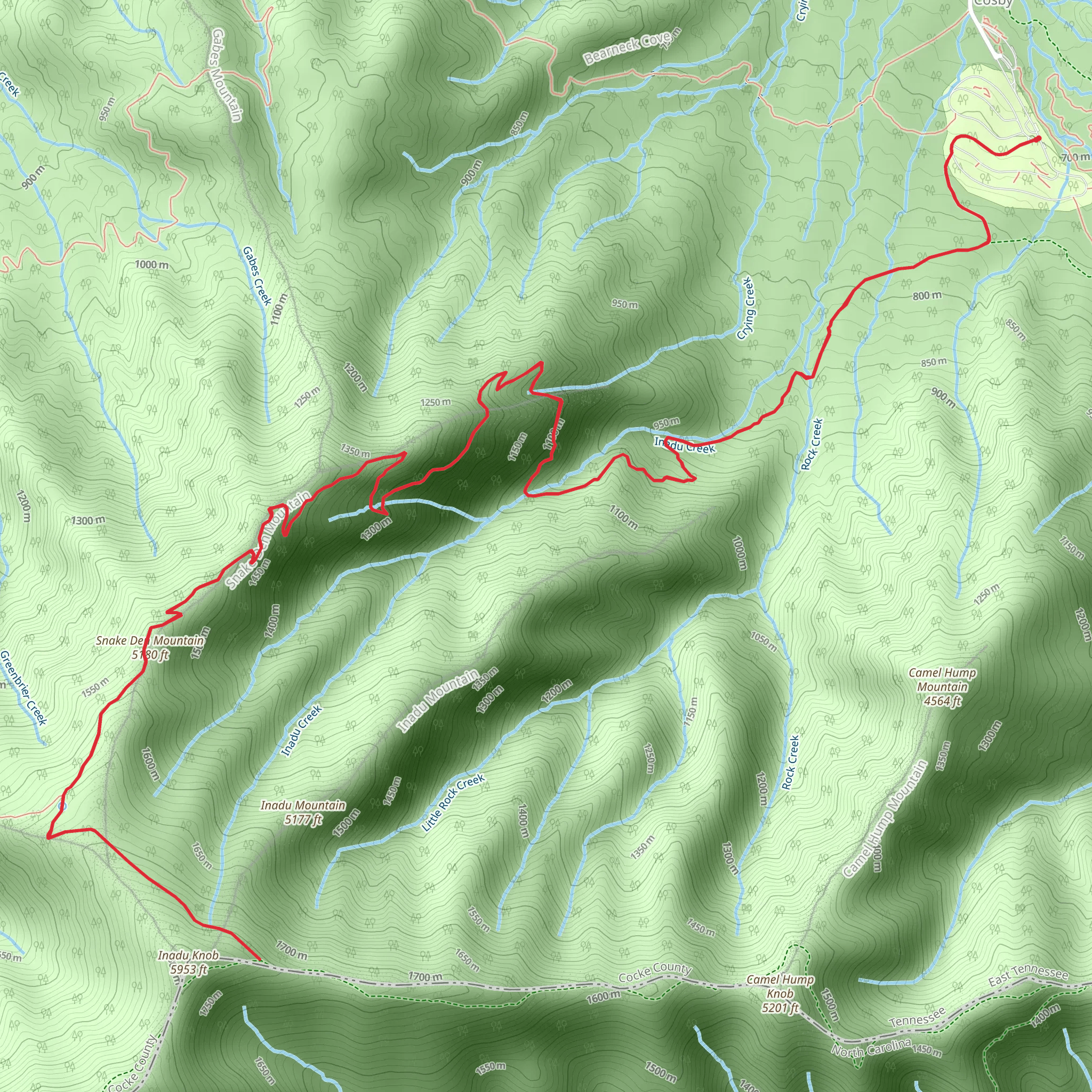 Snake Den Mountain via Snake Den Ridge Trail mobile static map