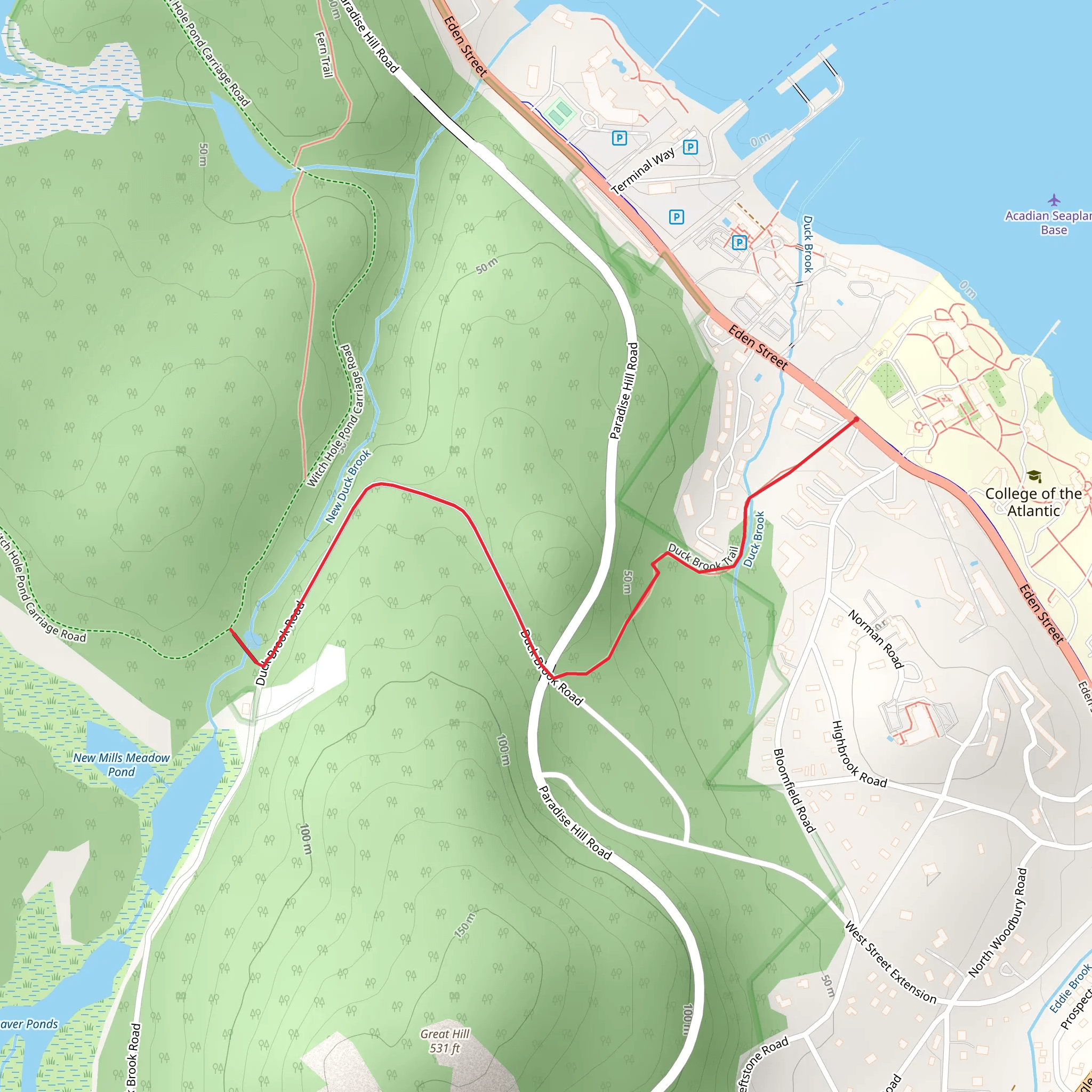 Duck Brook Falls Trail mobile static map