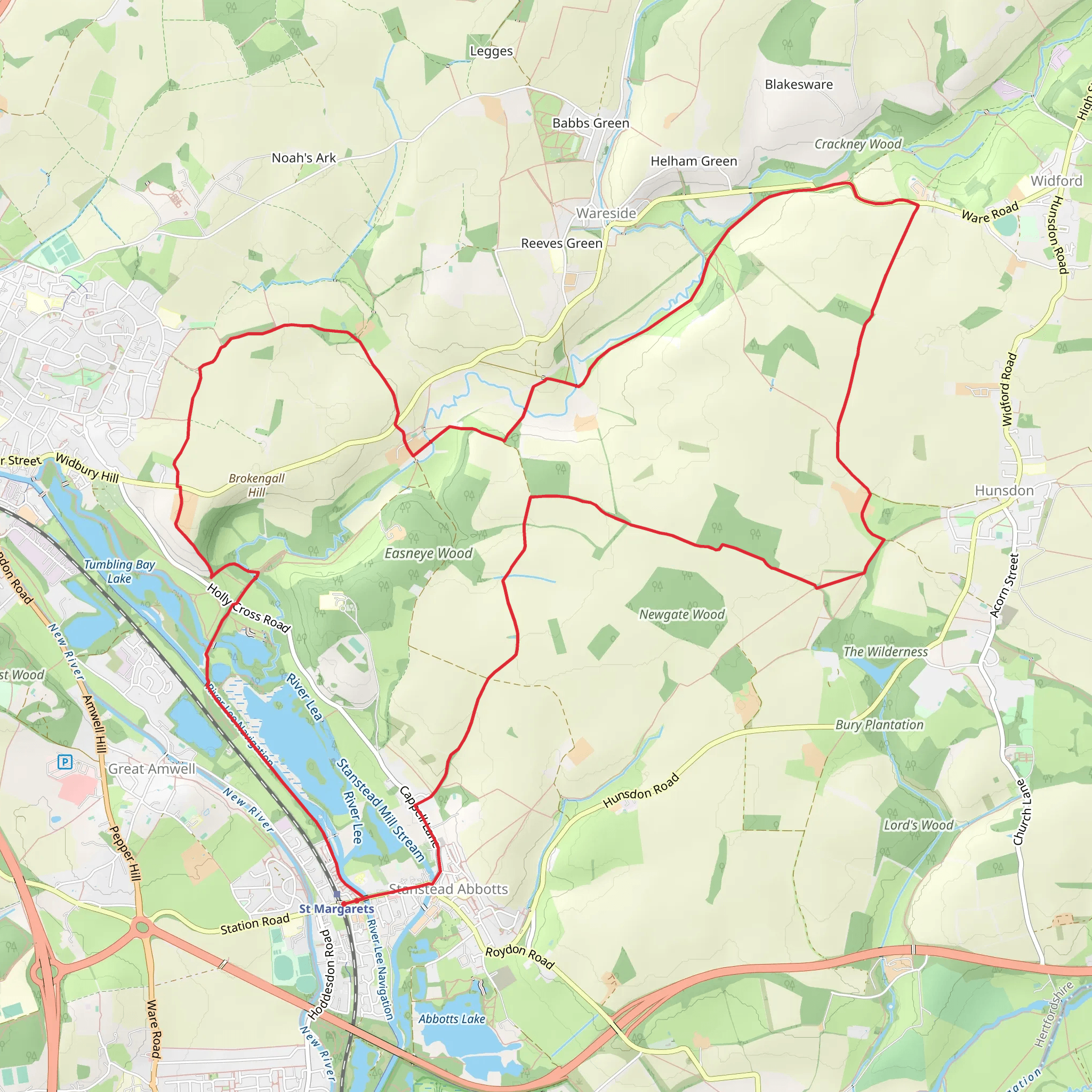 St Margaret's Circular via Widford mobile static map