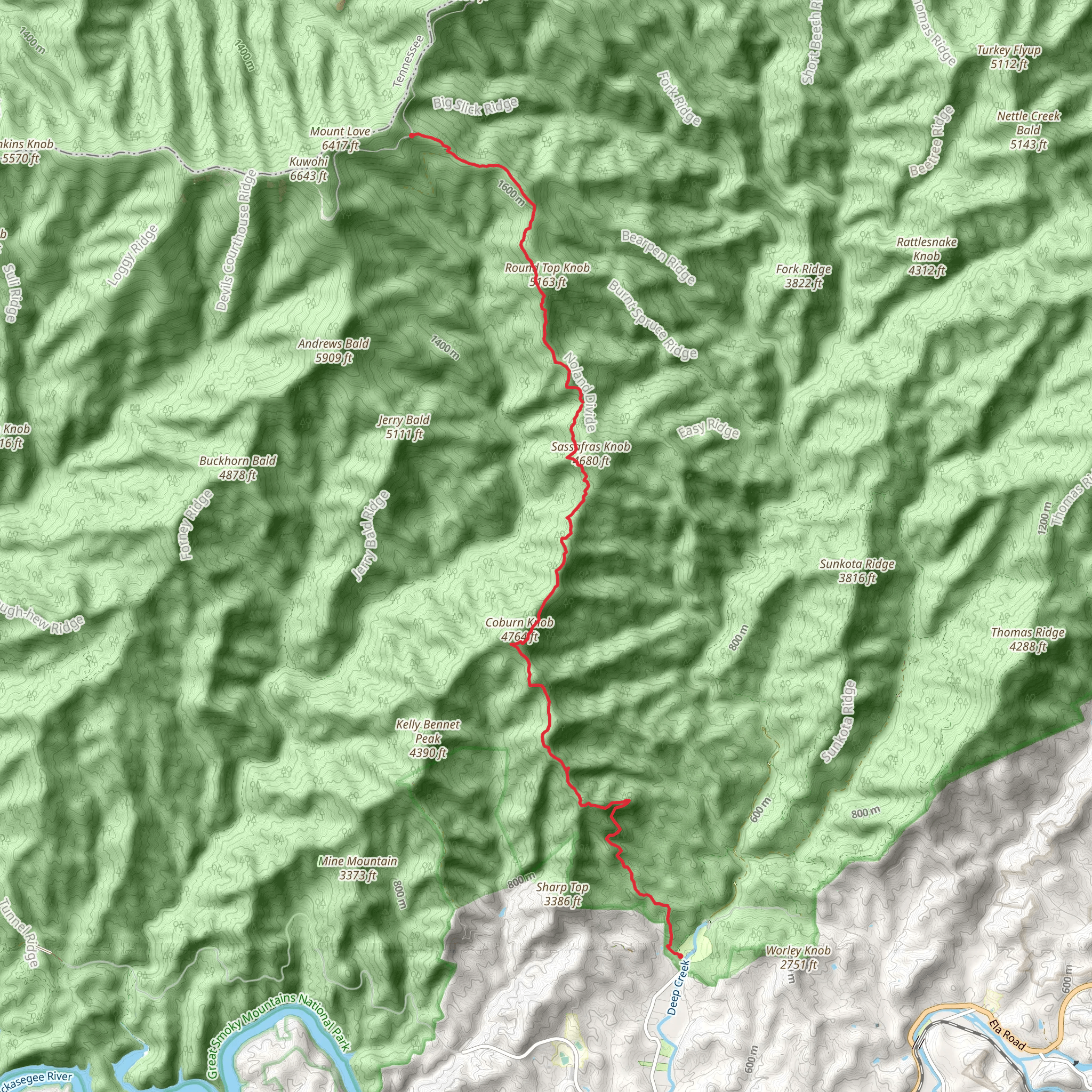 Noland Divide Trail mobile static map