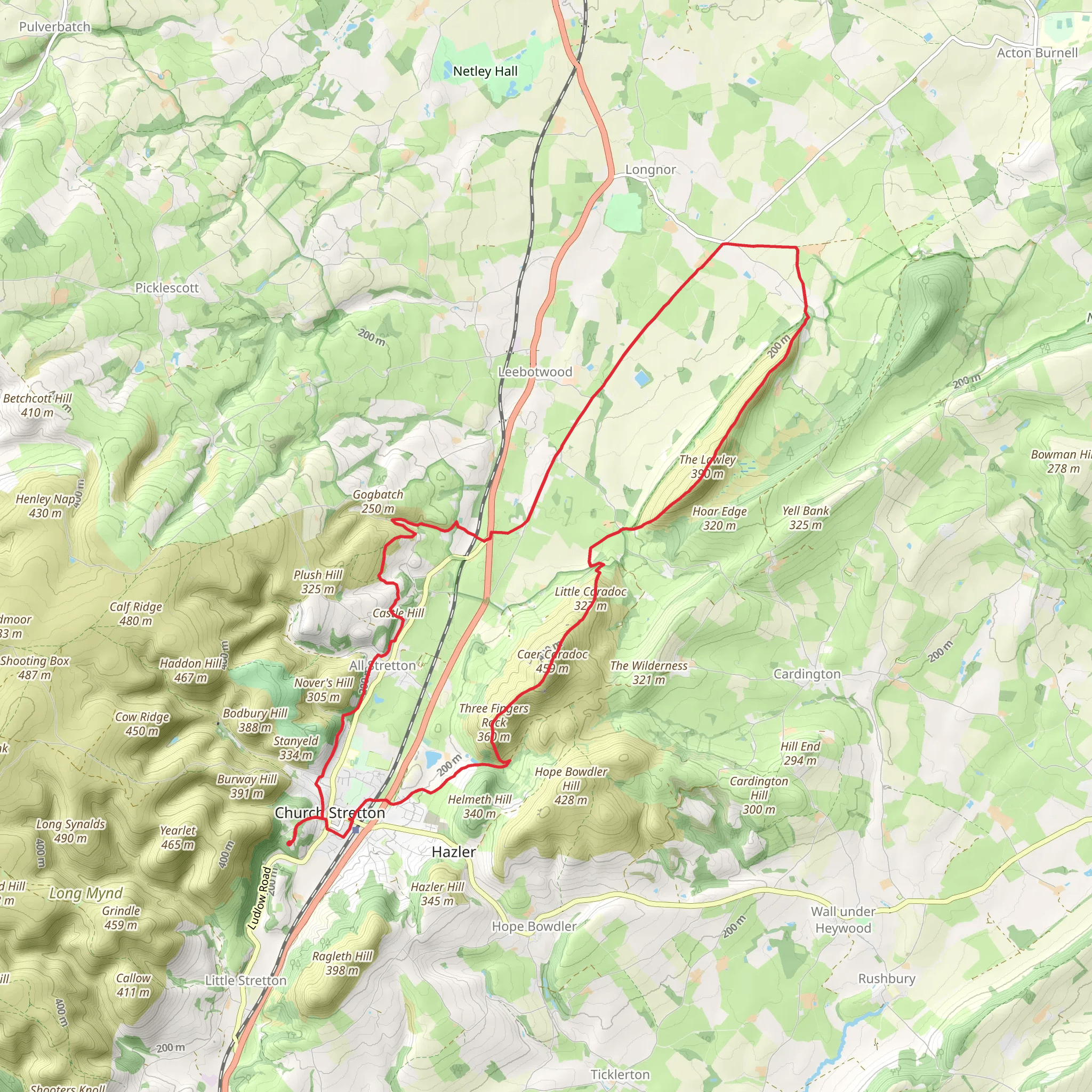The Lawley and Caer Caradoc Loop mobile static map