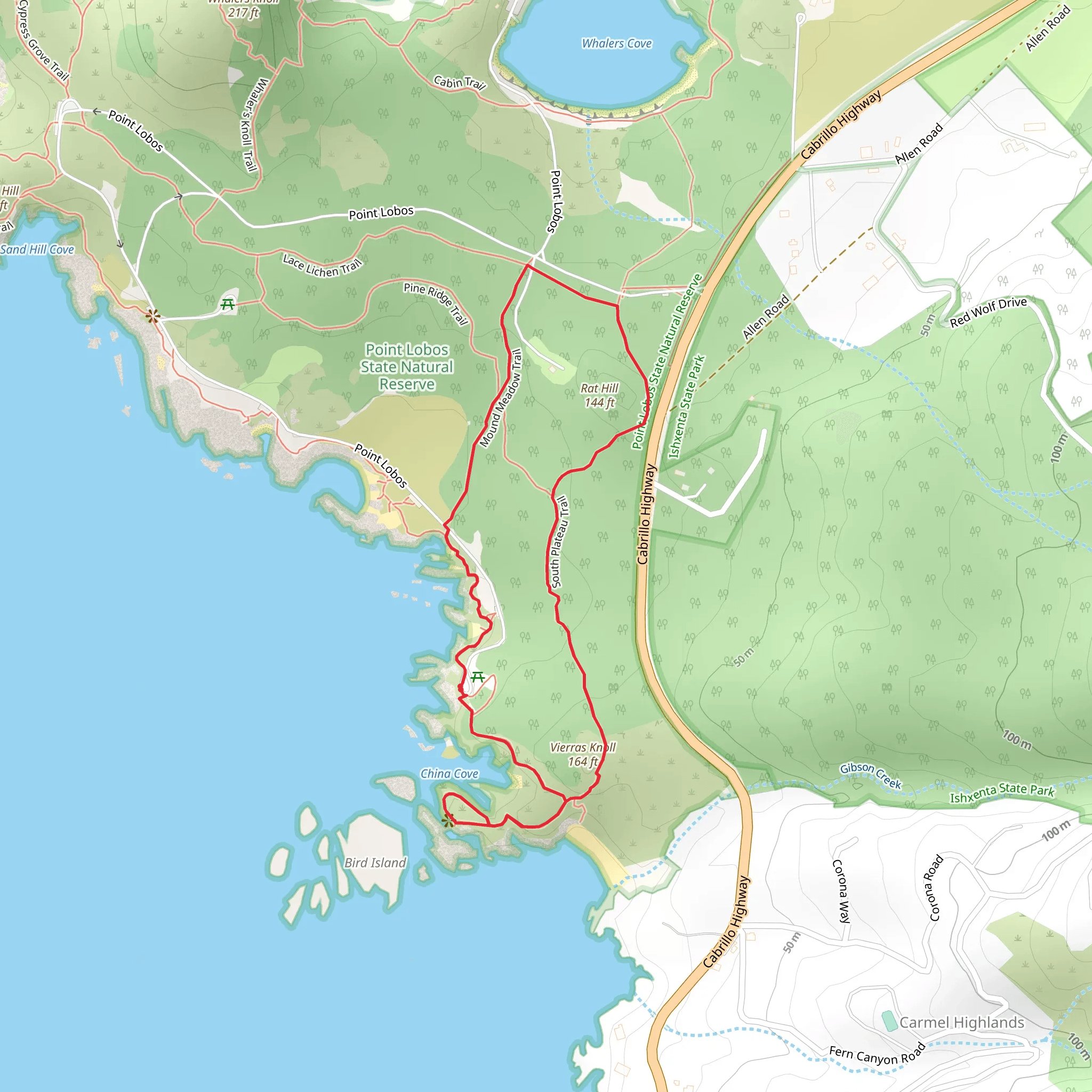 Bird Island and South Plateau Loop Trail mobile static map