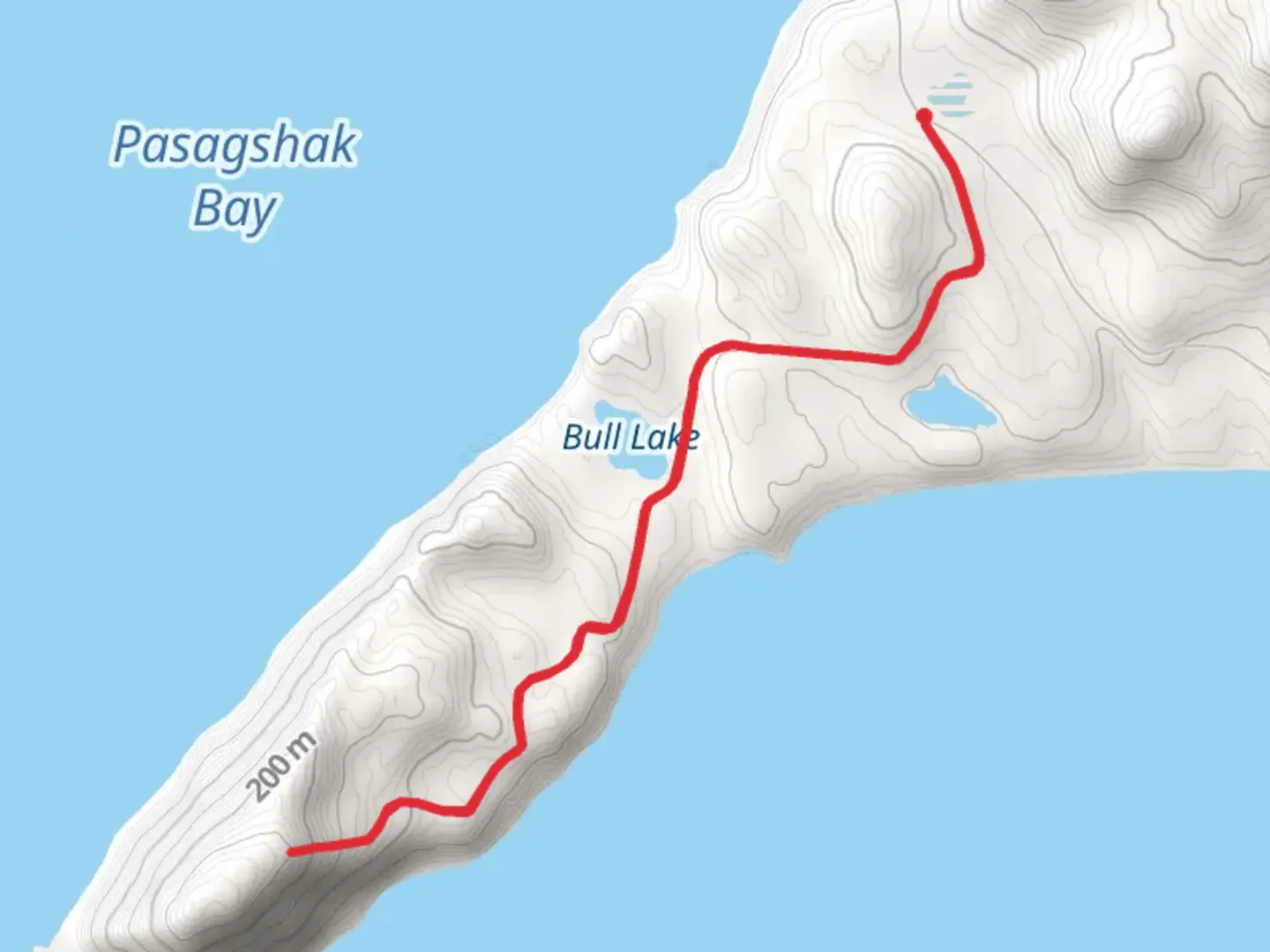 An image depicting the trail Walk along Bull Lake - Pasagshak Road and its surrounding area.
