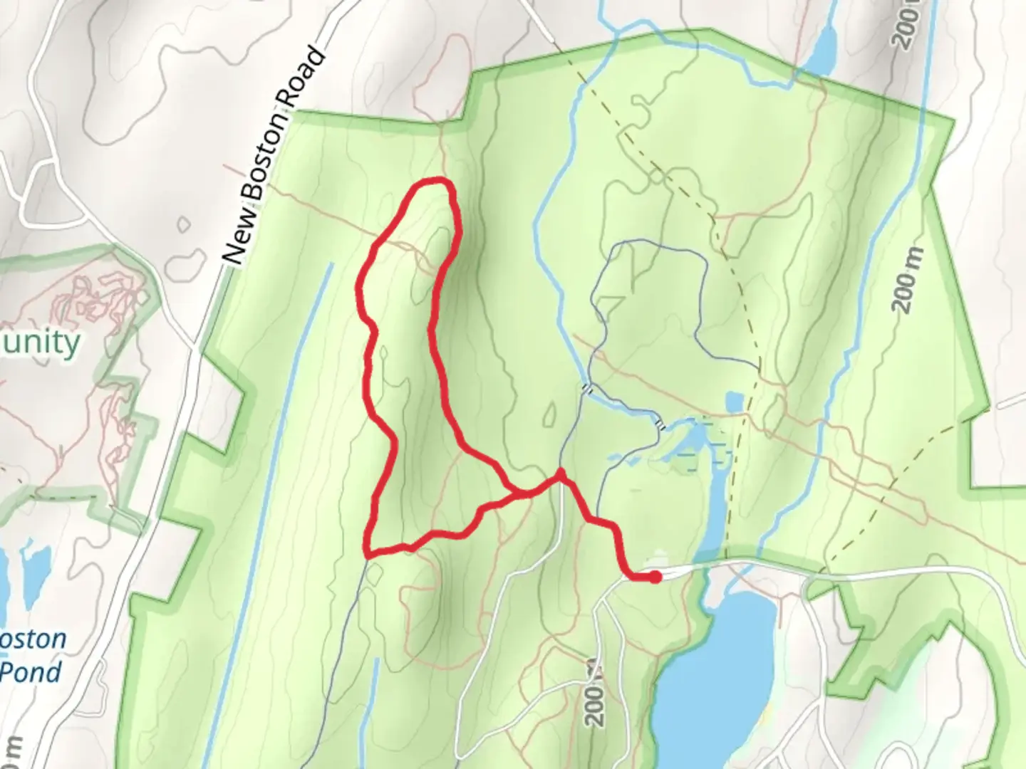 An image depicting the trail Carpenter's Rocks in Wells State Park and its surrounding area.