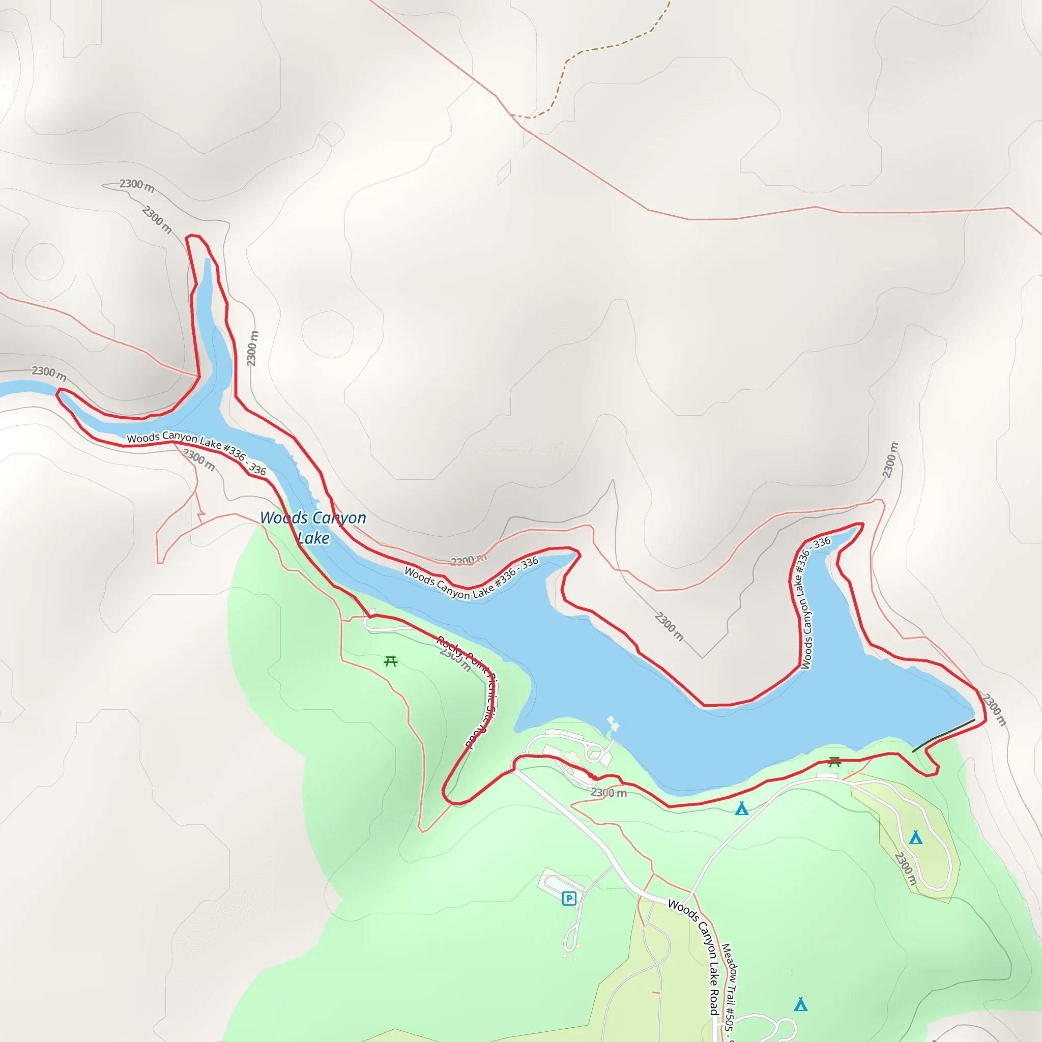 Woods Canyon Lake Trail mobile static map