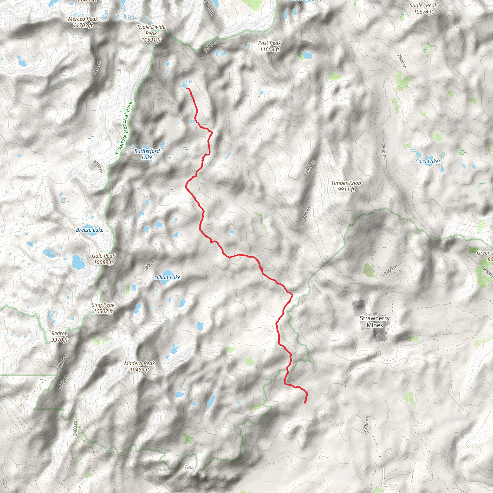 Slab Lakes via Norris Lake Trail mobile static map