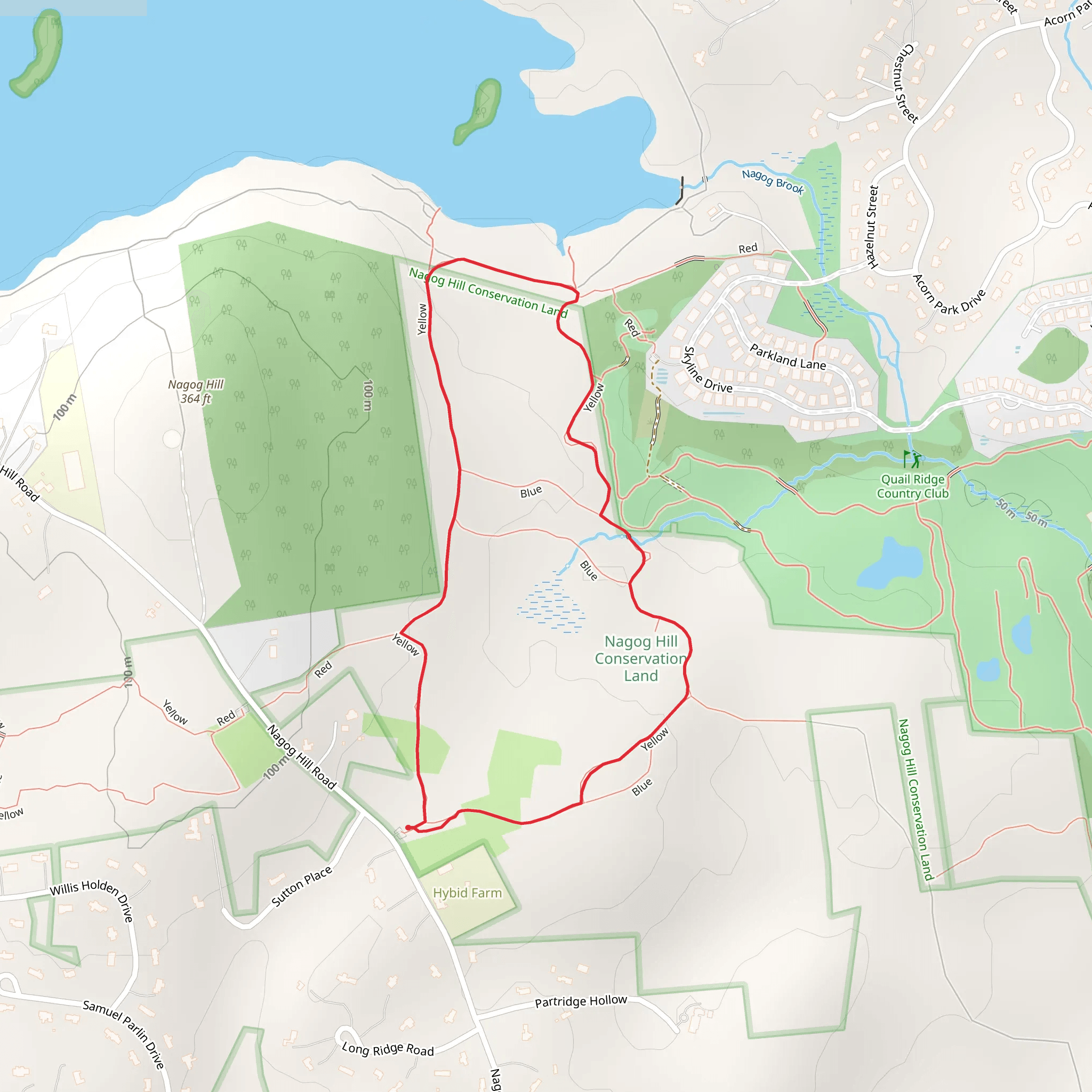 Nagog Hill and Pond Area Loop Trail mobile static map