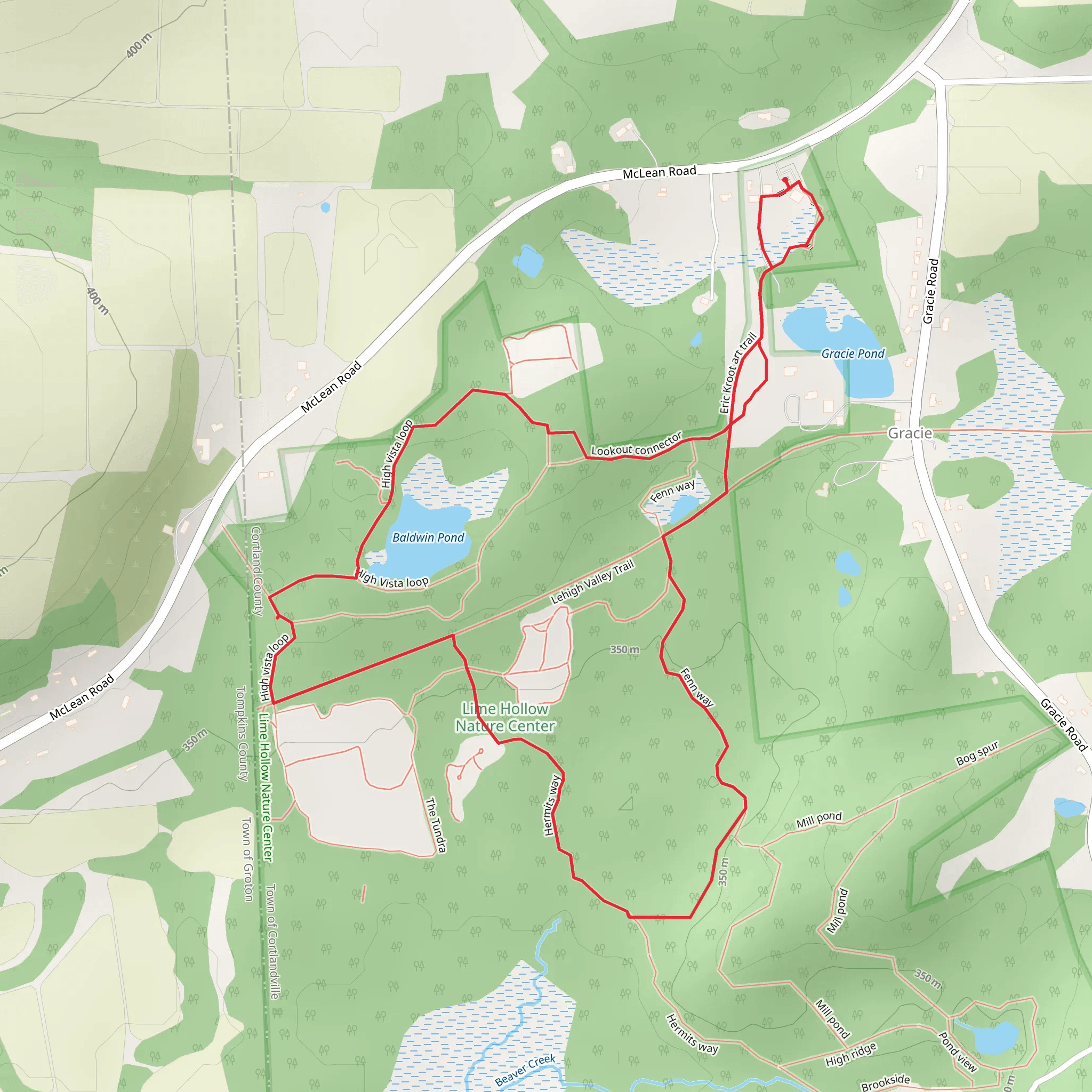 Baldwin Pond and Gracie Pond Loop mobile static map
