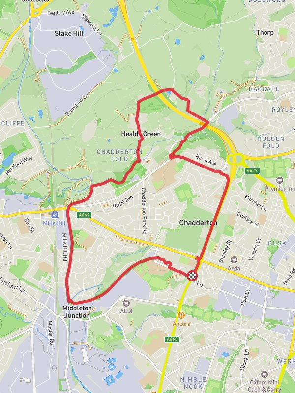 Chadderton Hall Park Loop mobile static map