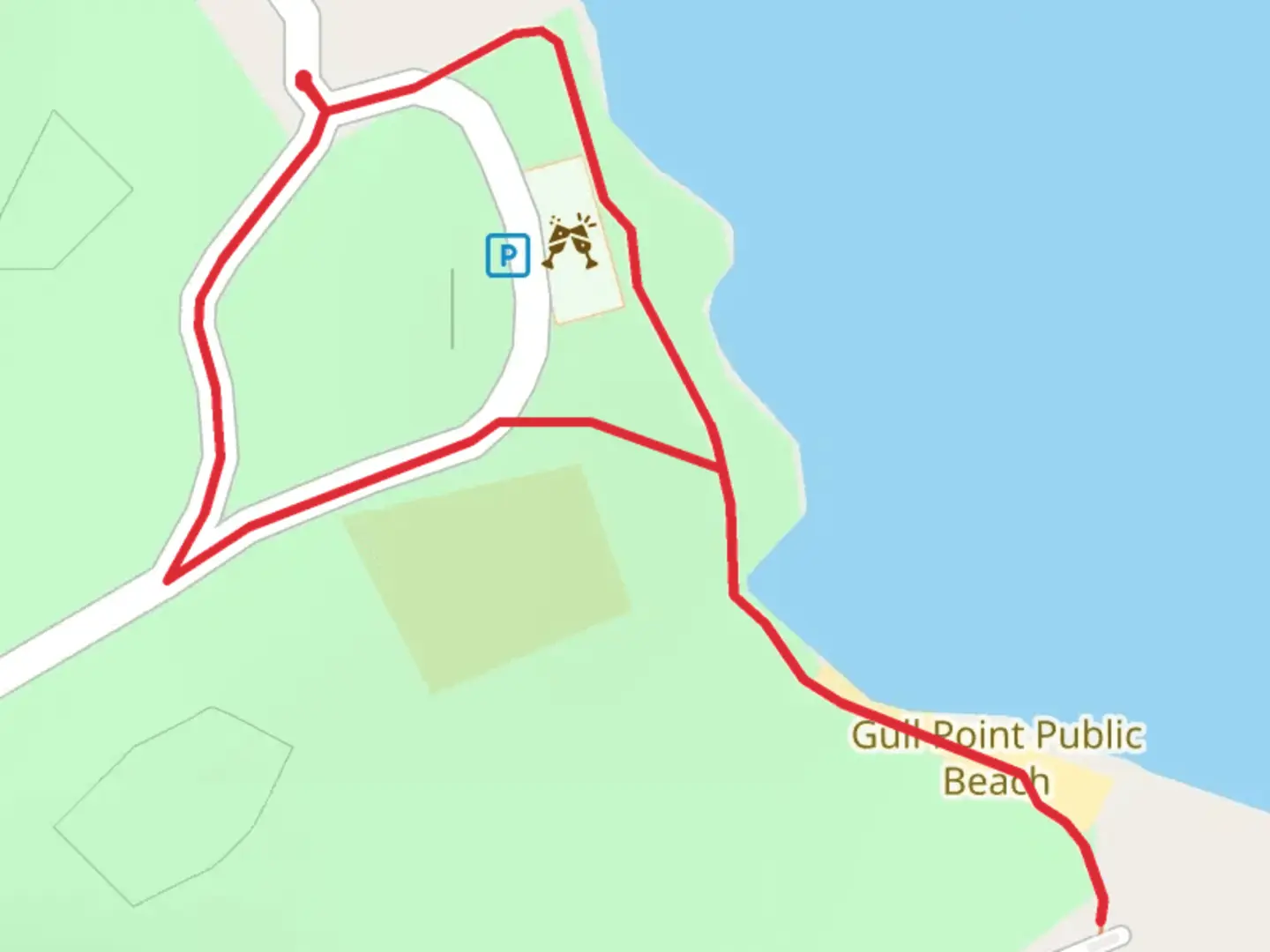 An image depicting the trail Gull Point State Park Campground Shore Loop and its surrounding area.