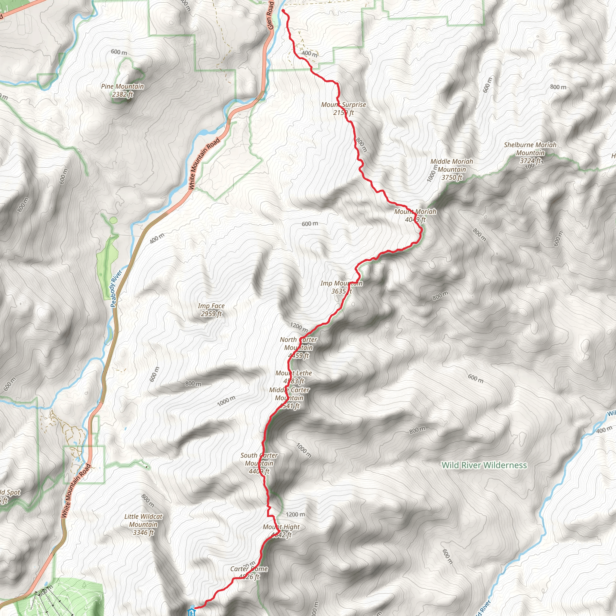 Carter - Moriah Trail mobile static map