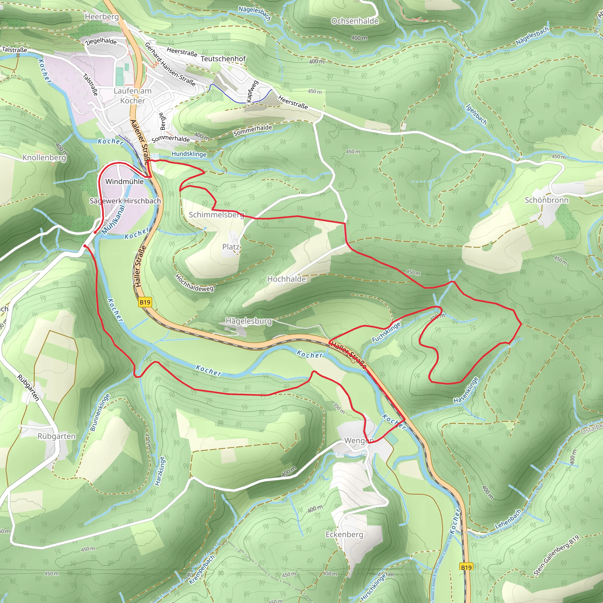 Sulzbach - Laufen Rundweg mobile static map
