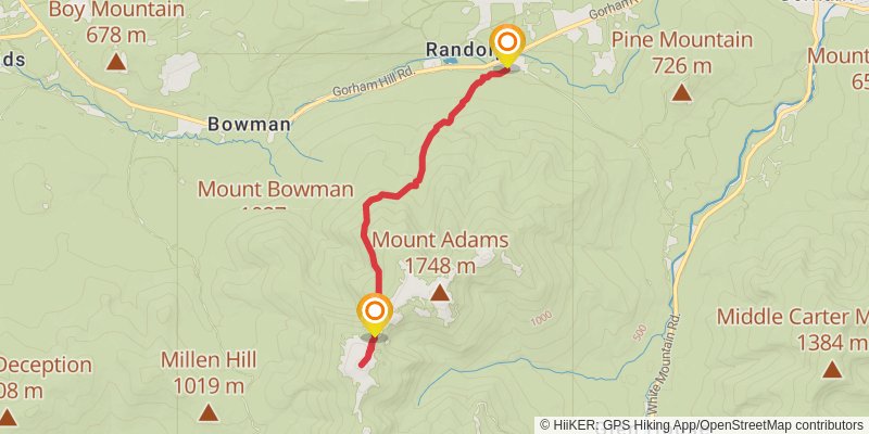 Mount Jefferson via Randolph Path Trail stage 2 Map