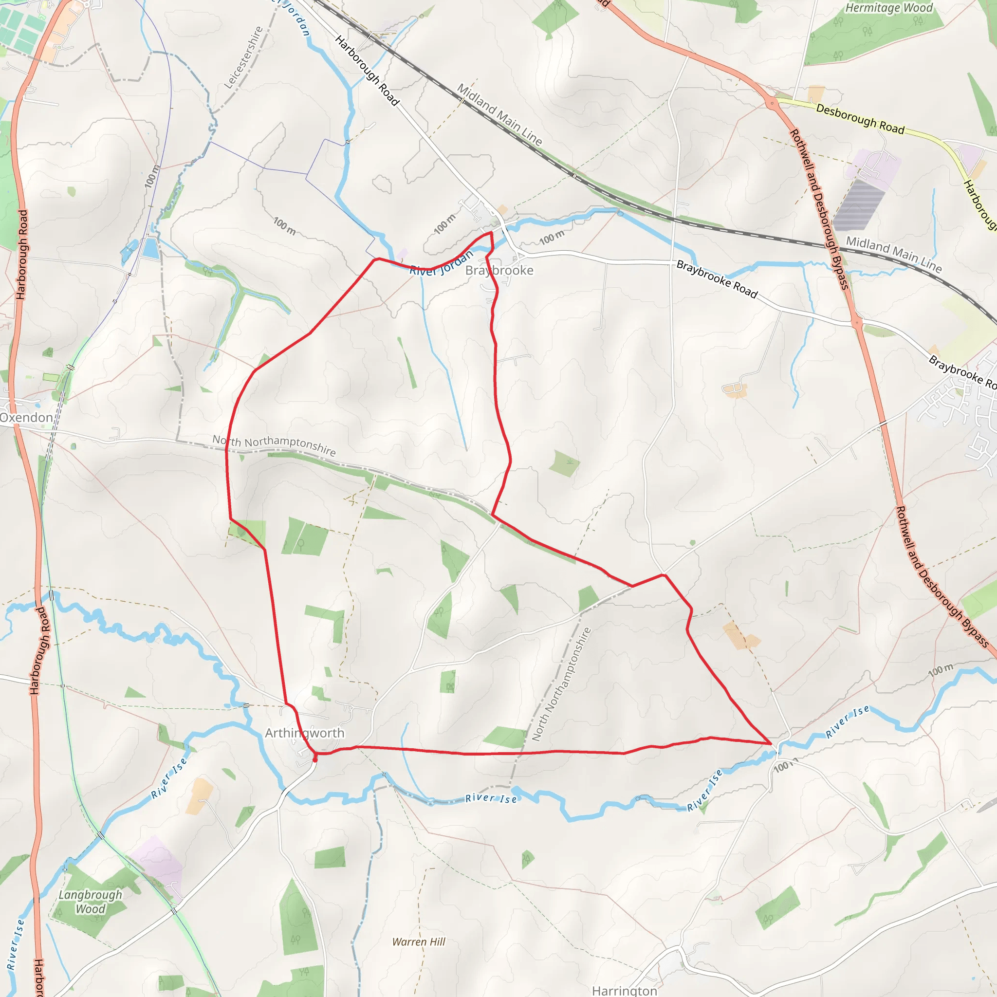 Arthingworth to Braybrooke Loop mobile static map