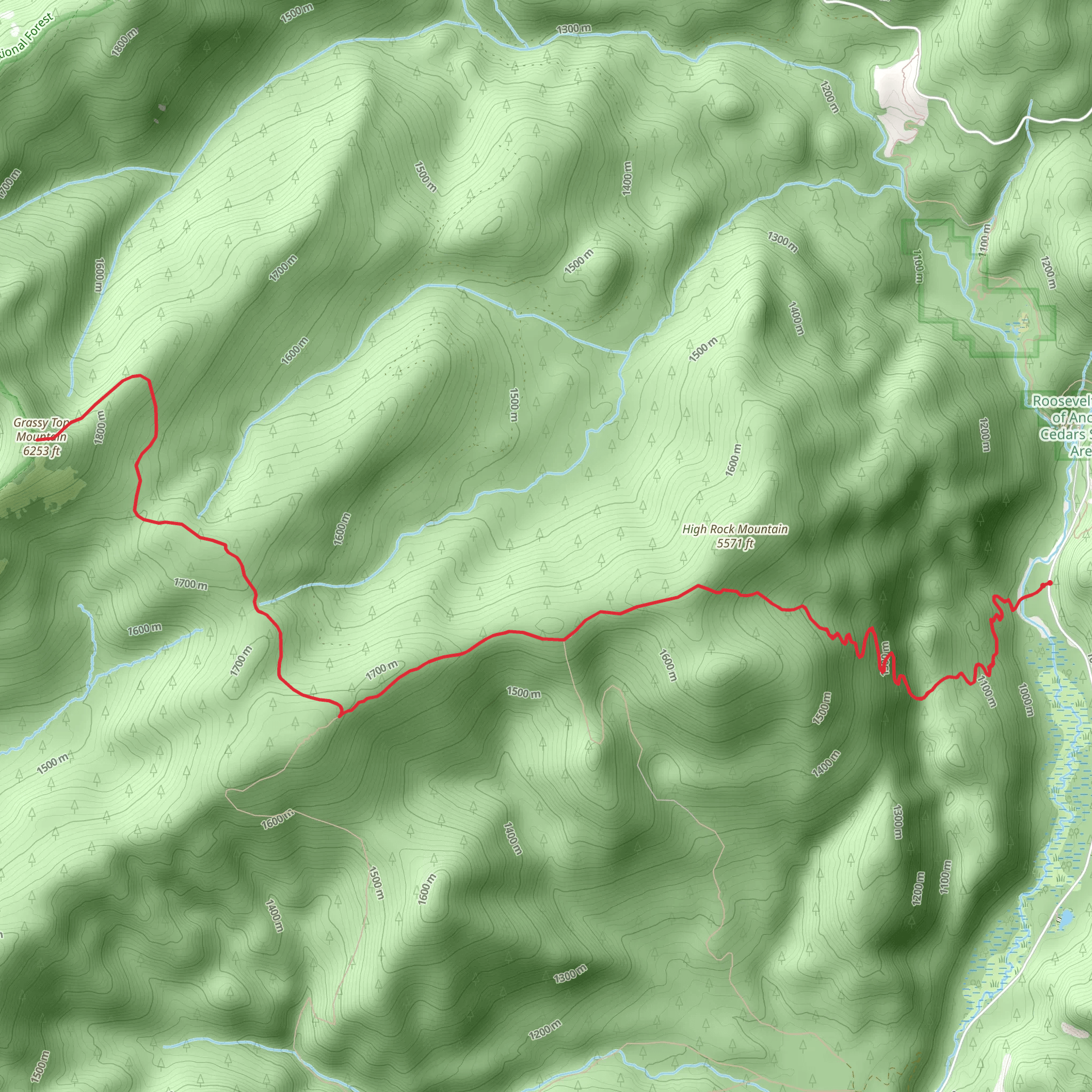 North Fork Grassy Top Trail mobile static map