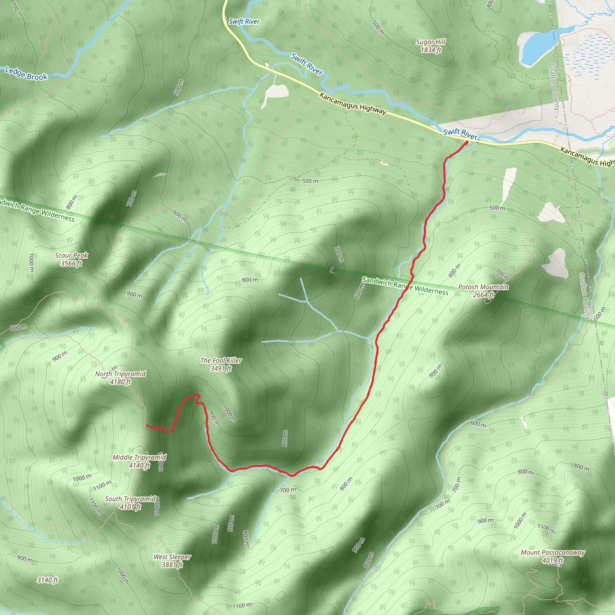 Sabbaday Brook Trail mobile static map