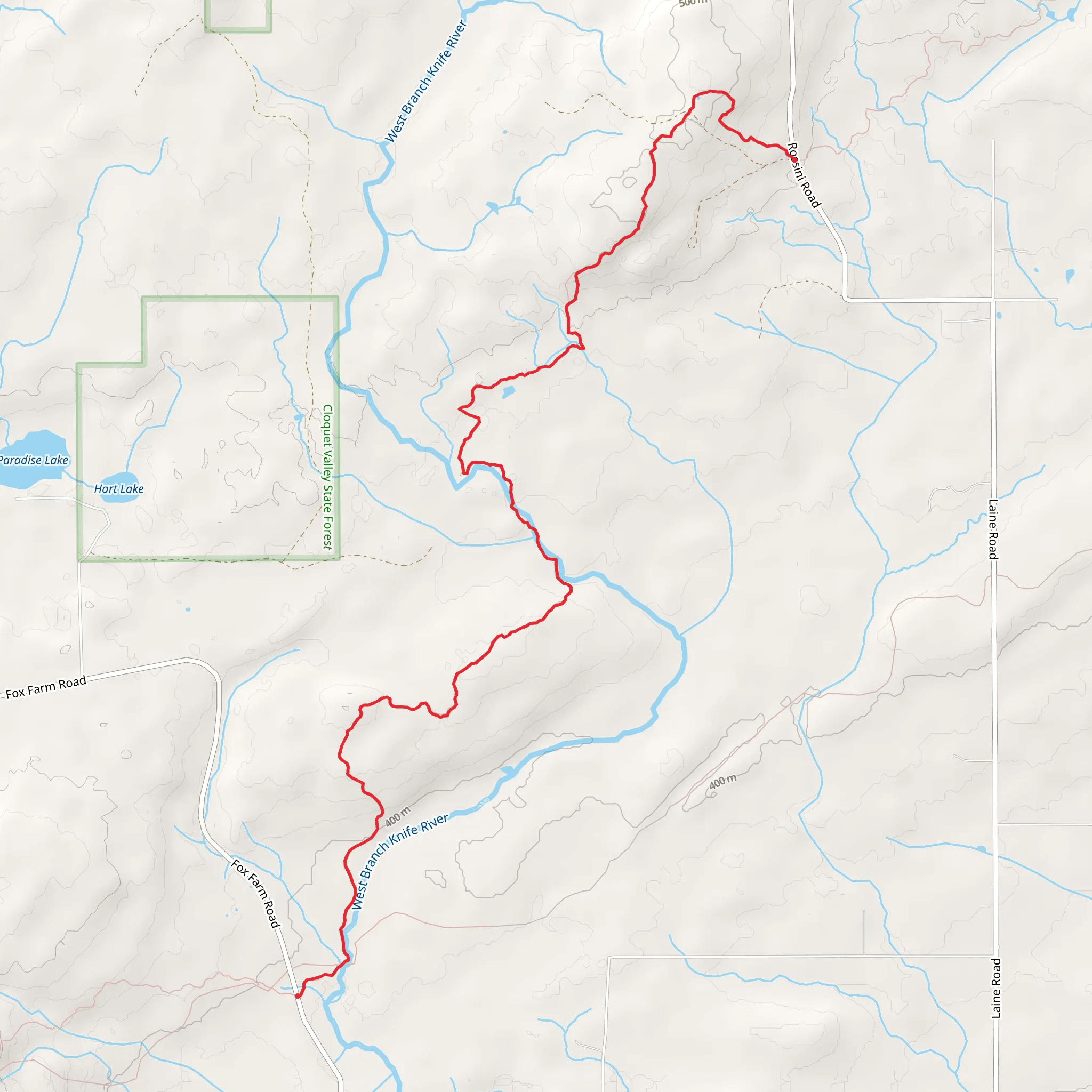 Superior Hiking Trail from Fox Farm Road to Rossini Road mobile static map