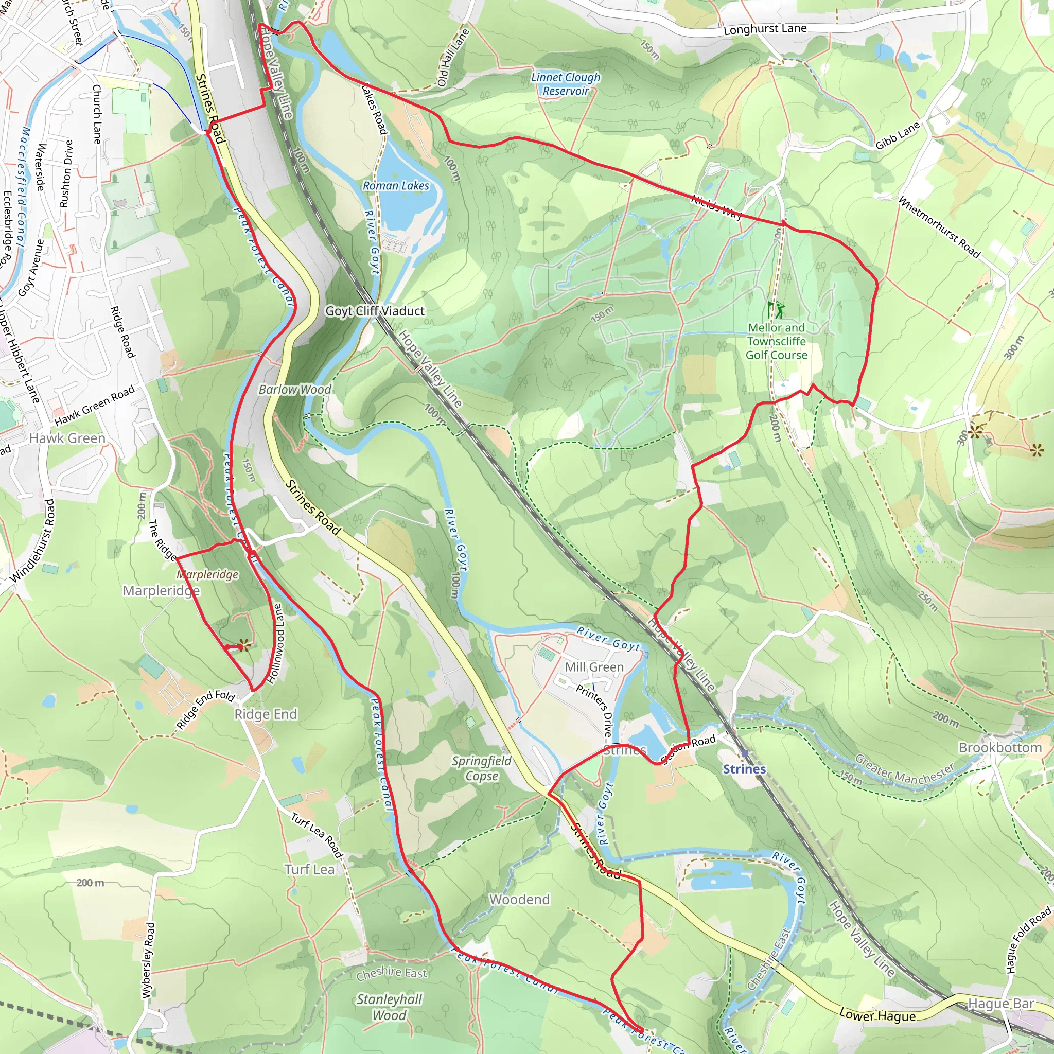 Ridge End and Strines Loop mobile static map