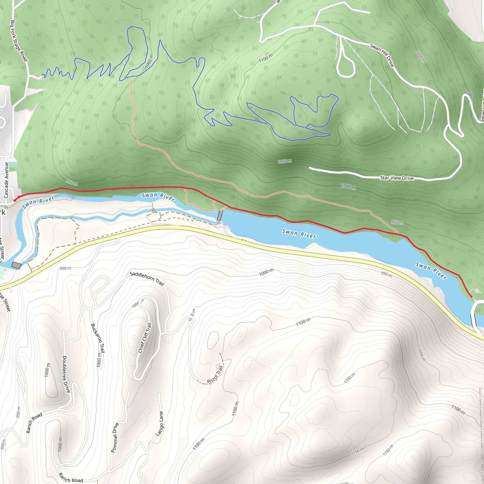Swan River Hiking Trail mobile static map