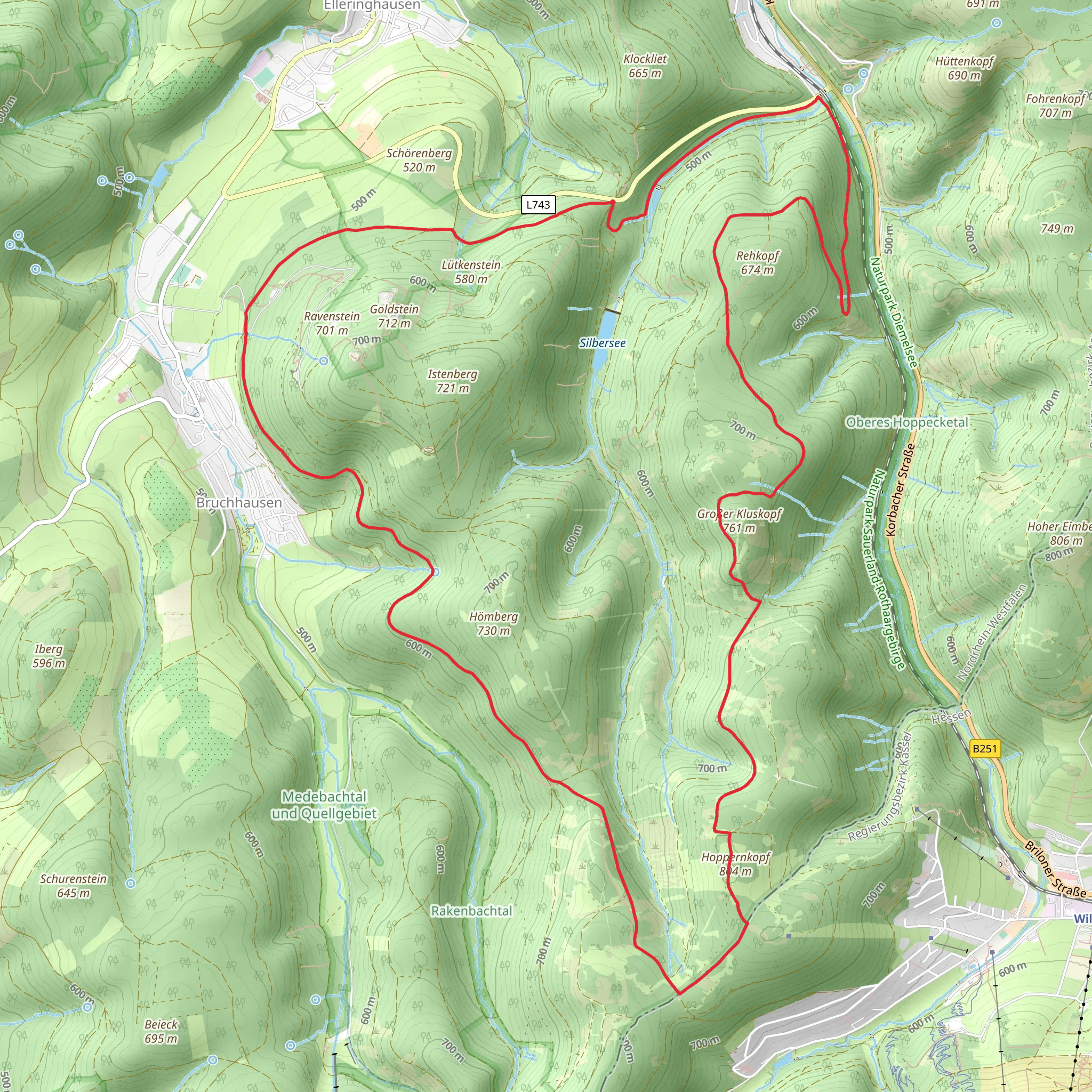 Rehkopf, Grober Kluskopf and Bruchhausen Loop mobile static map