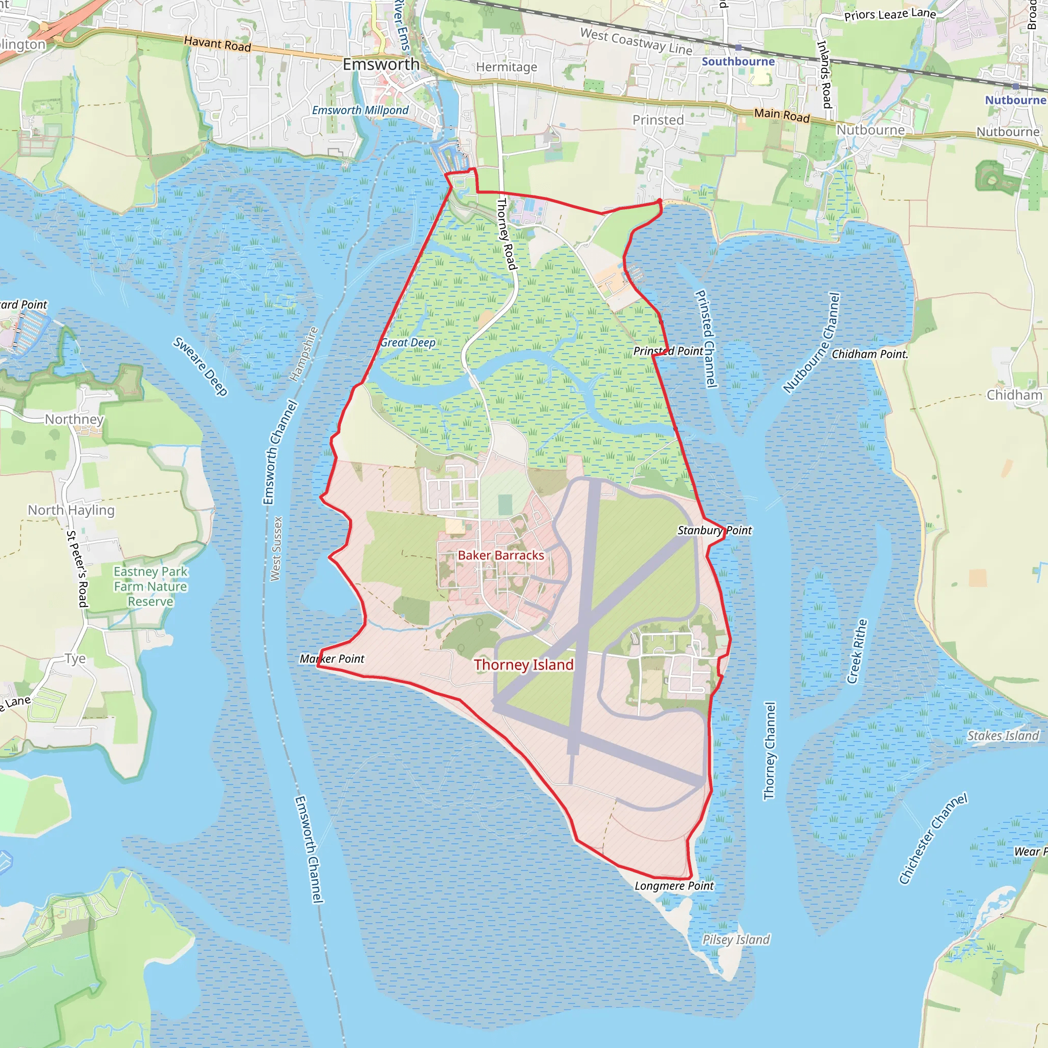 Thorney Island from Prinsted mobile static map