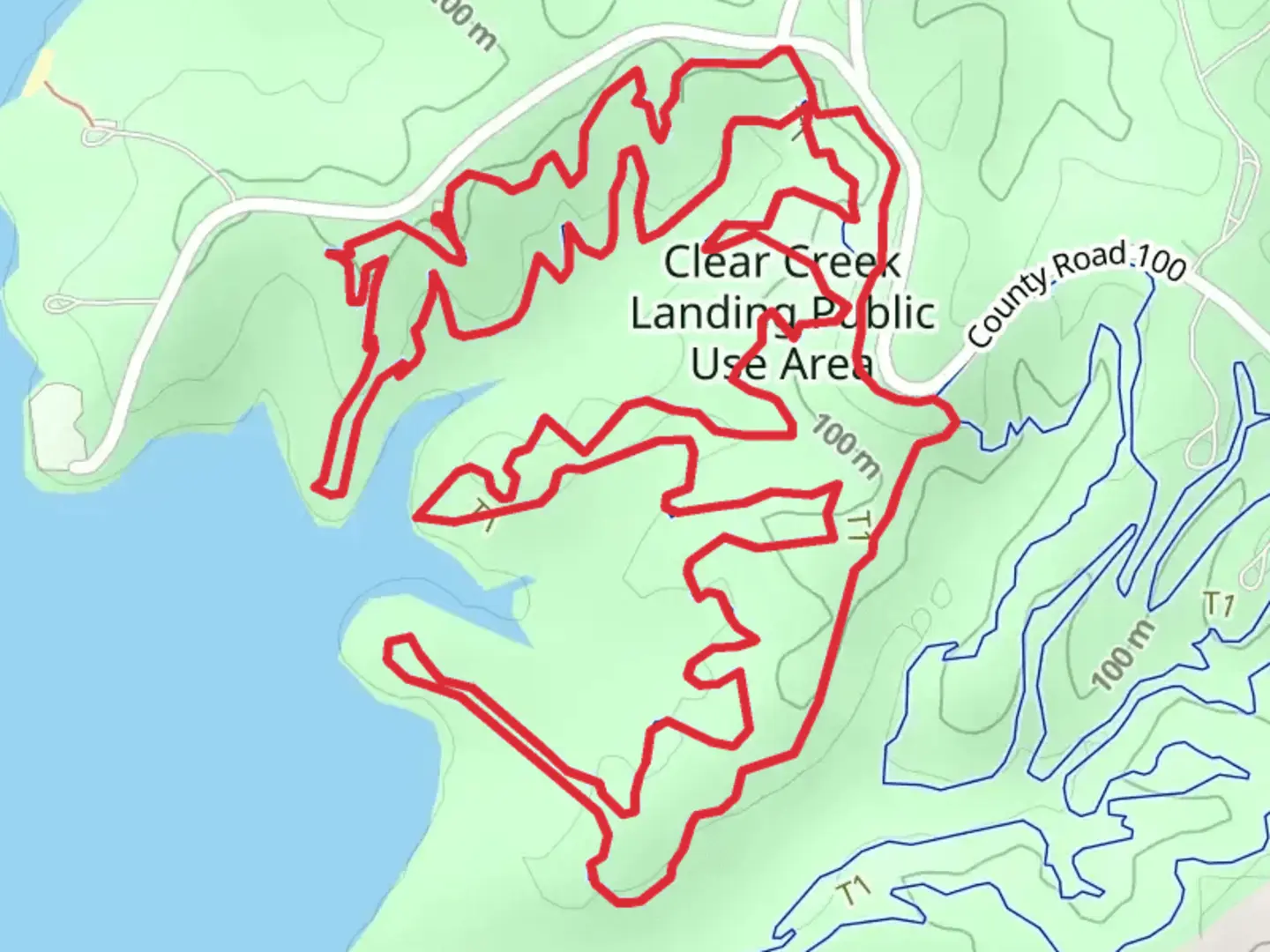 An image depicting the trail Beginner and Intermediate Loop and its surrounding area.