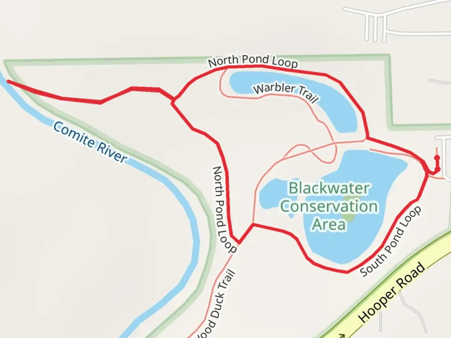 An image depicting the trail Outer Fishing and North Pond Loop and its surrounding area.