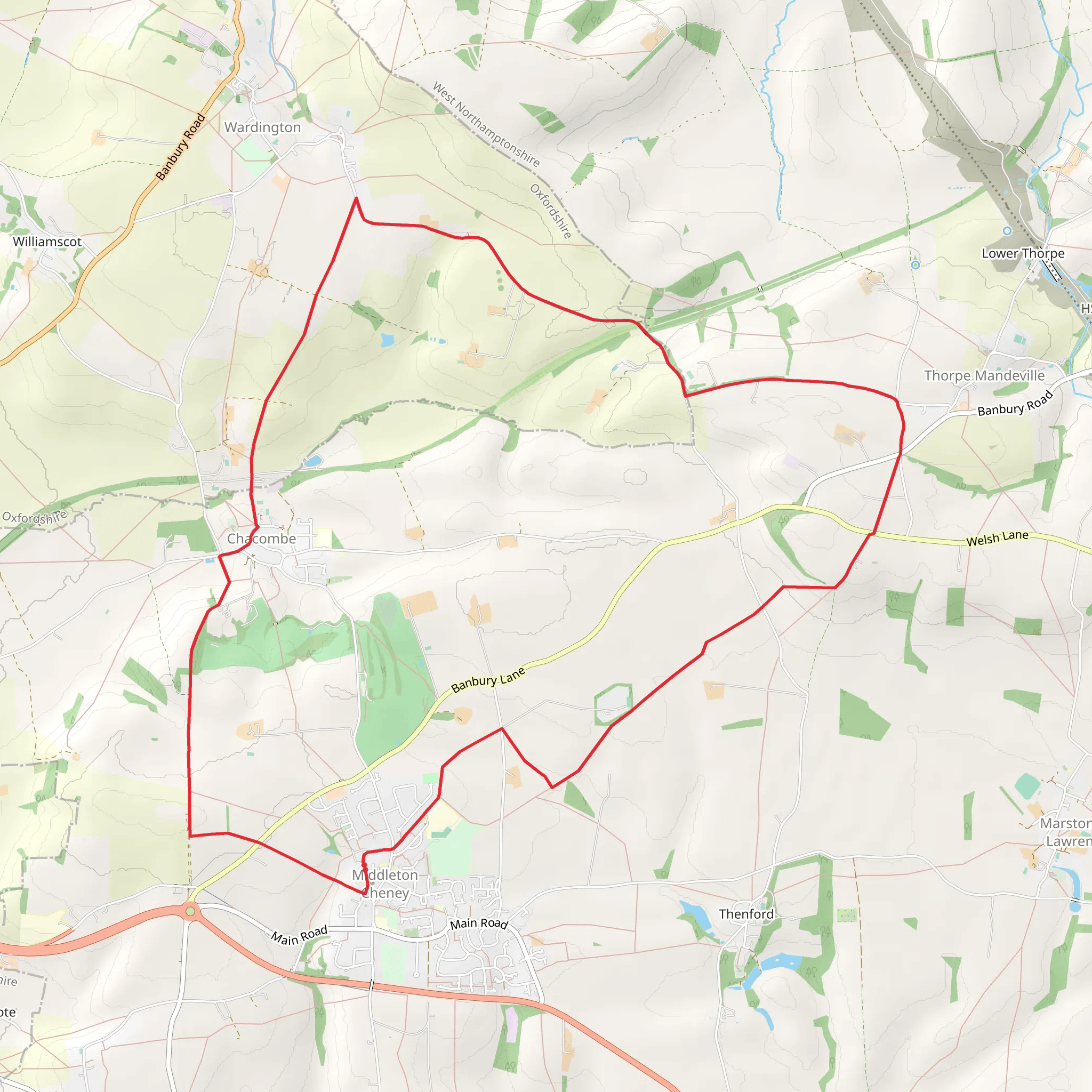 Middleton Cheney and Chacombe Loop mobile static map
