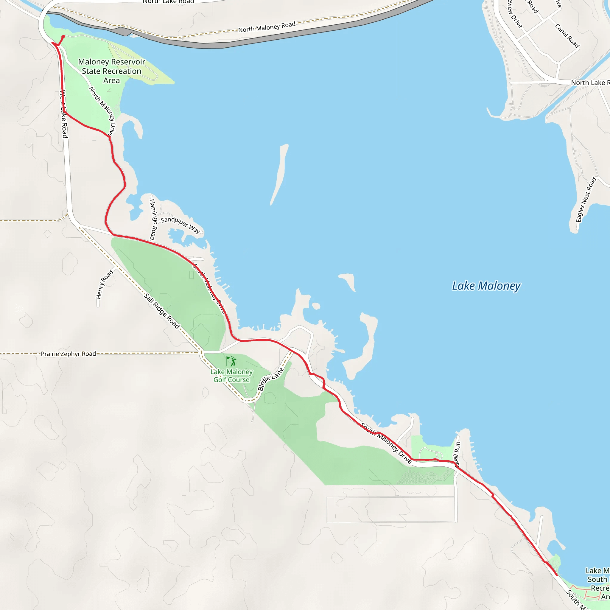 West Lake Road and Lake Maloney Trail mobile static map