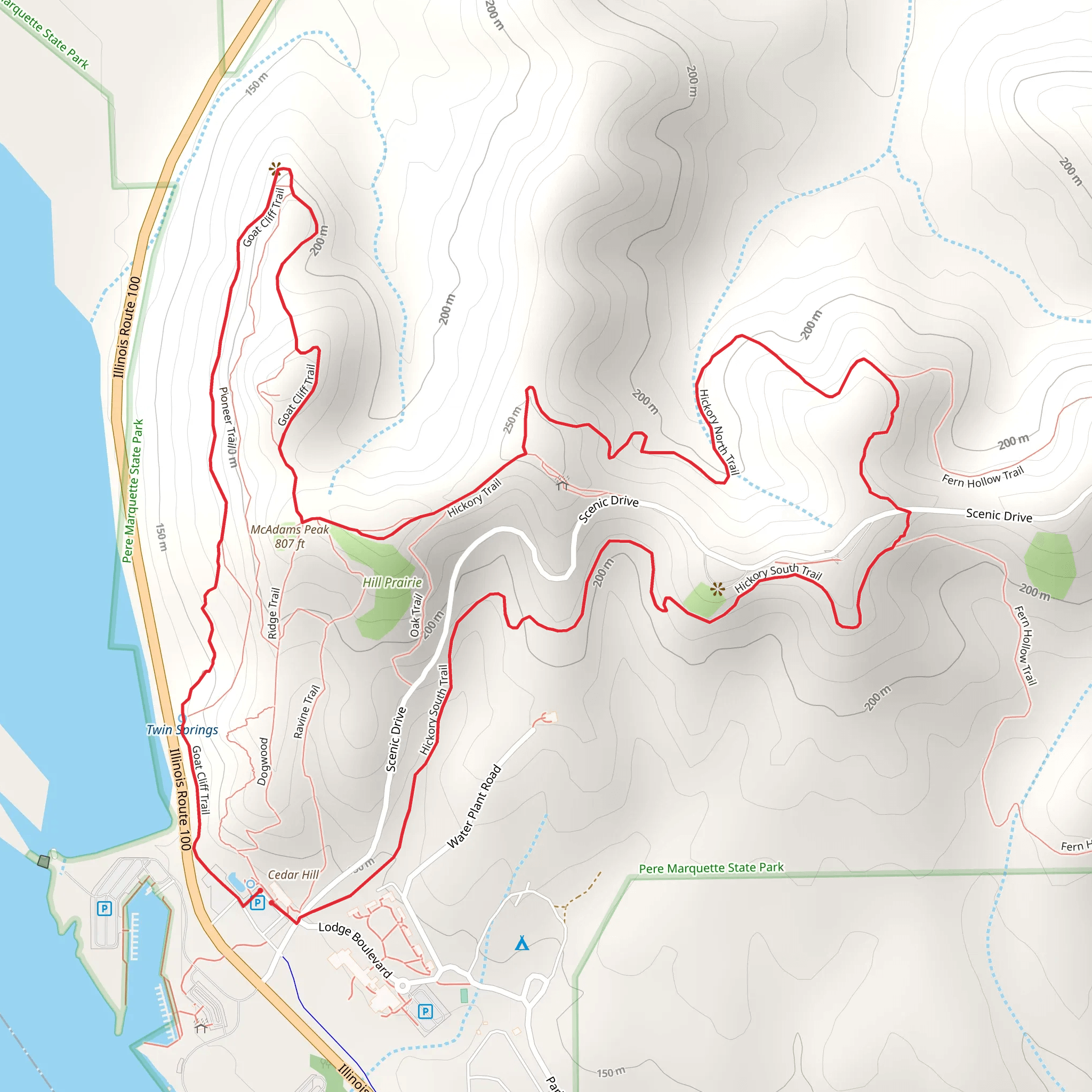 McAdams Peak Loop from Illinois Route mobile static map